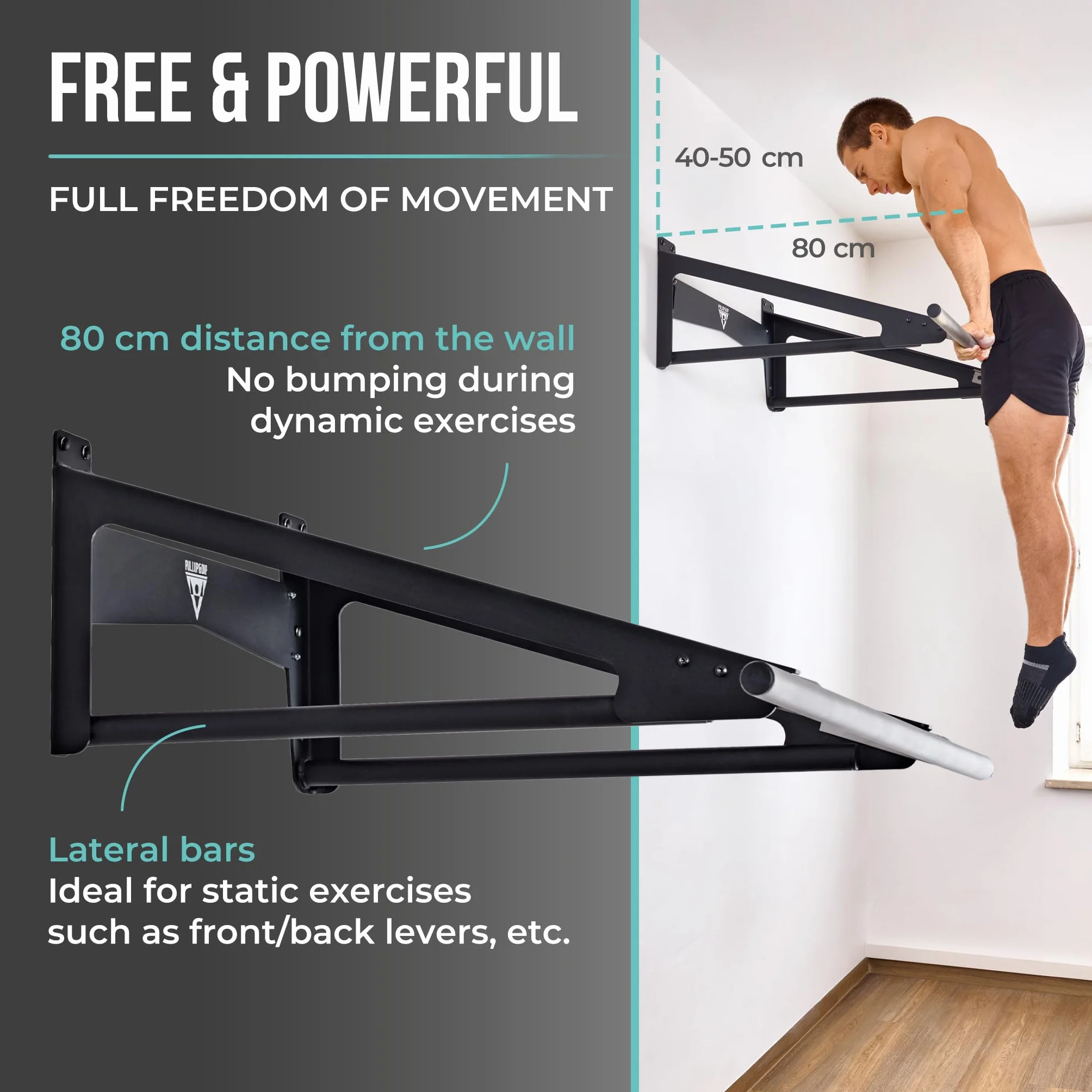 PULLUP & DIP - Muscle Up Bar Pull-Up Bar Wall for Outdoor Indoor | Calisthenics | Pull-Up Bar Stainless Steel Weatherproof for Front Lever Back Lever & Home Gym
