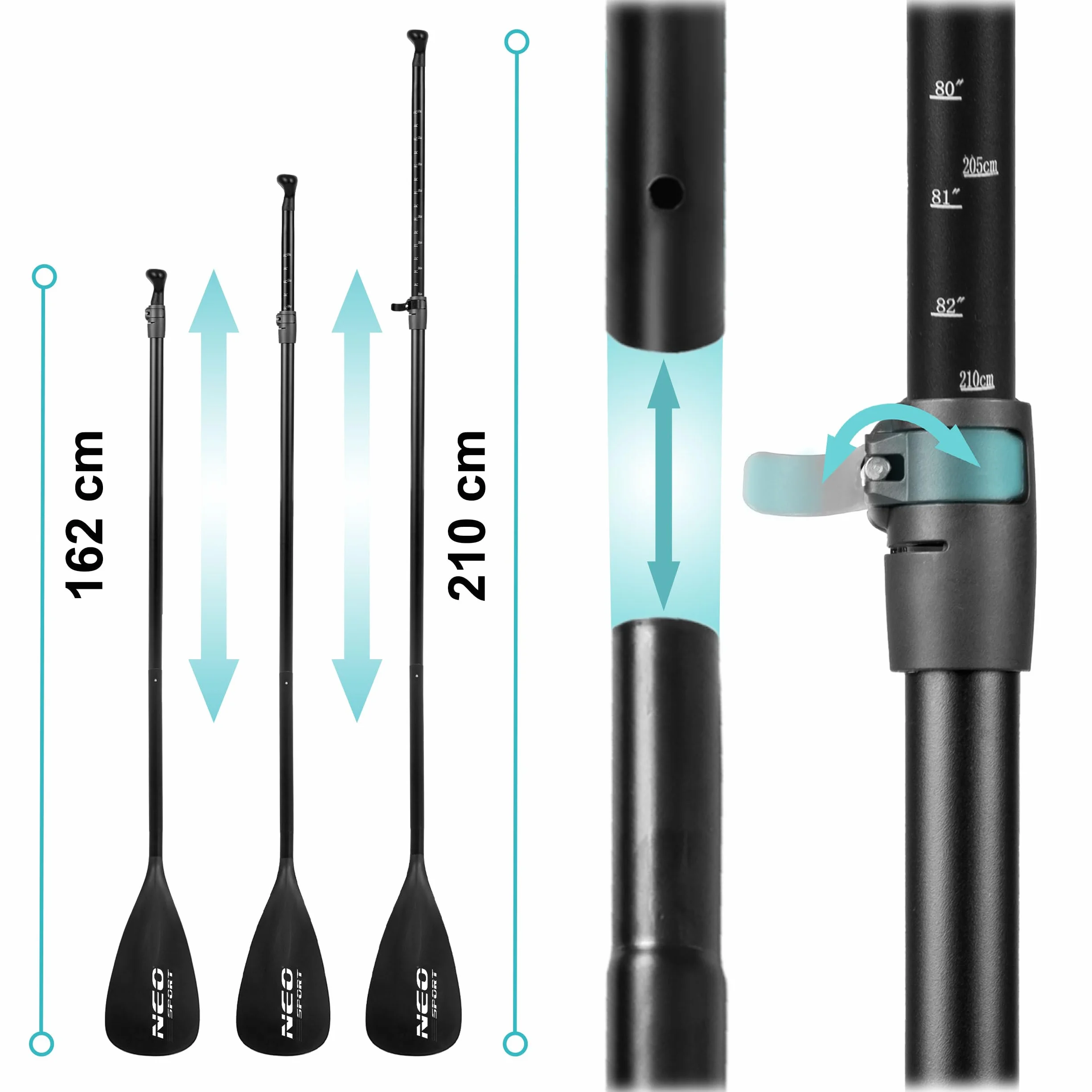 Neo-Sport Deska SUP - Stand Up Paddle Board Aquasurf 10.6 - Uniwersalna Deska Allround - Zestaw dla Początkujących do Rekreacji - 320x84x15 cm - do 140kg - Wiosło, Pompka, Smycz i Plecak - Brązowa