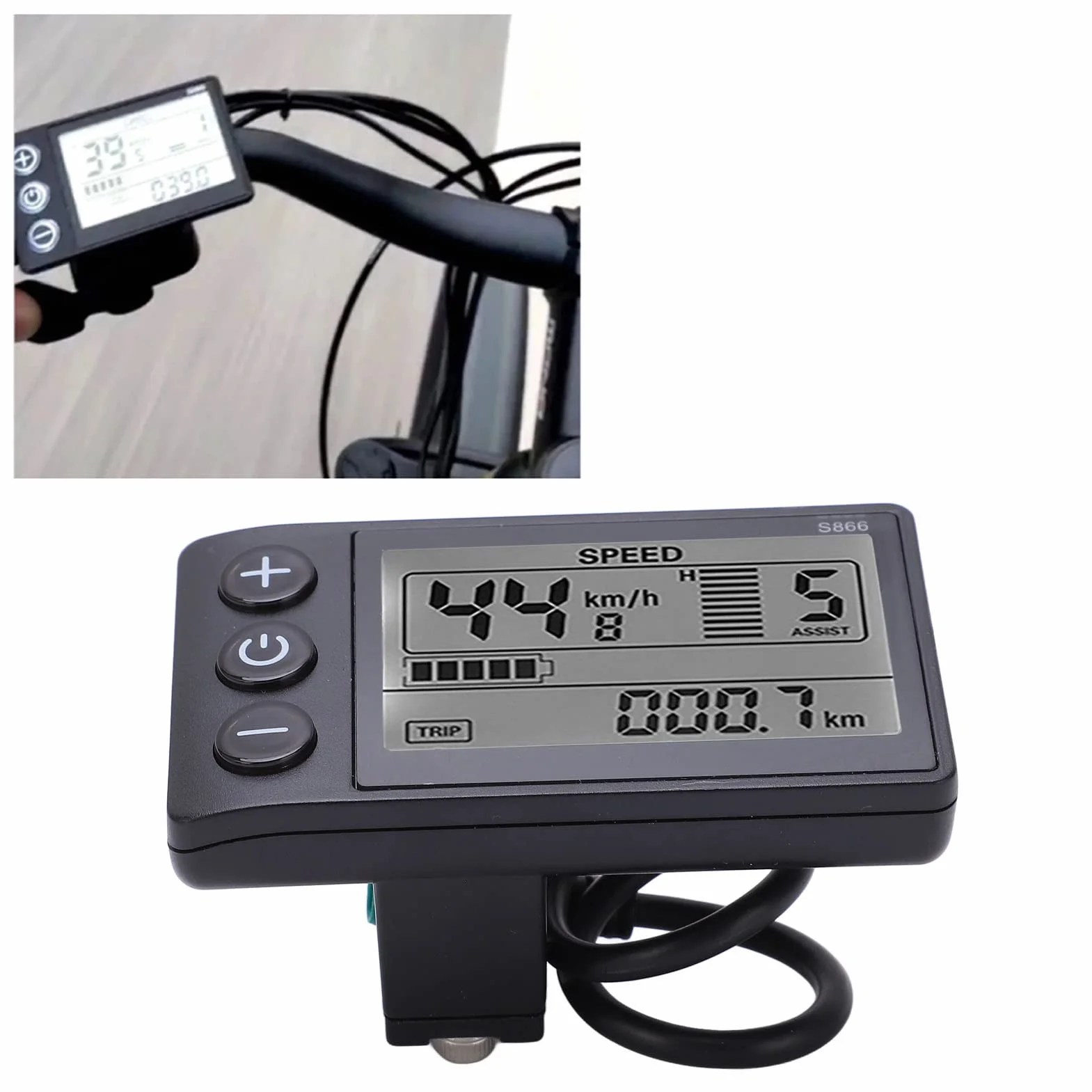 Keenso Miernik wyświetlacza LCD S866, 24 V, 36 V, 48 V, panel sterowania z wodoodporną wtyczką