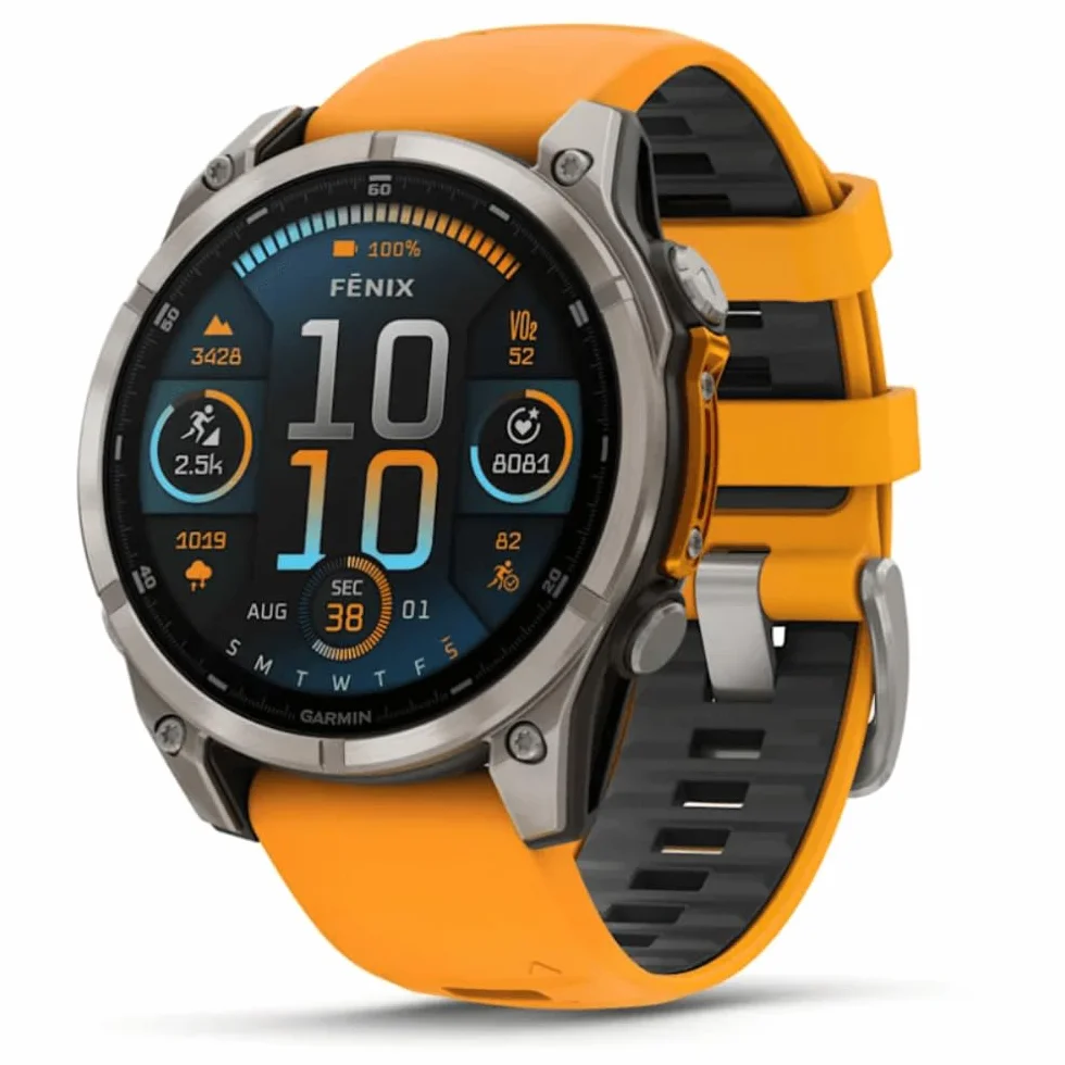 GARMIN FENIX 8-47 mm, AMOLED, SAPPHIRE TITANIUM ZE SPARKORANGE/GRAFITOWYM PASEM SILIKONOWYM