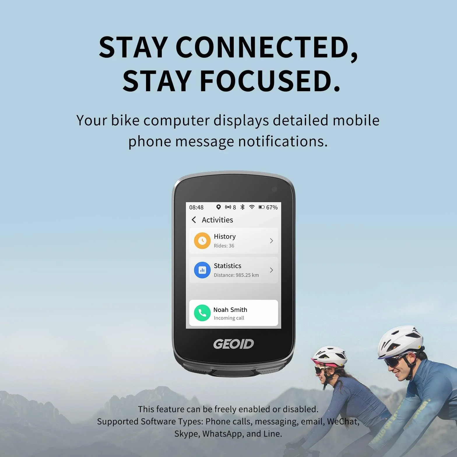GEOID CC700 Pro 2,8" kolorowy ekran dotykowy licznik rowerowy GPS nawigacja map rerouting WiFi auto sync ANT+ Bluetooth powiadomienia IPX7 trening indoor