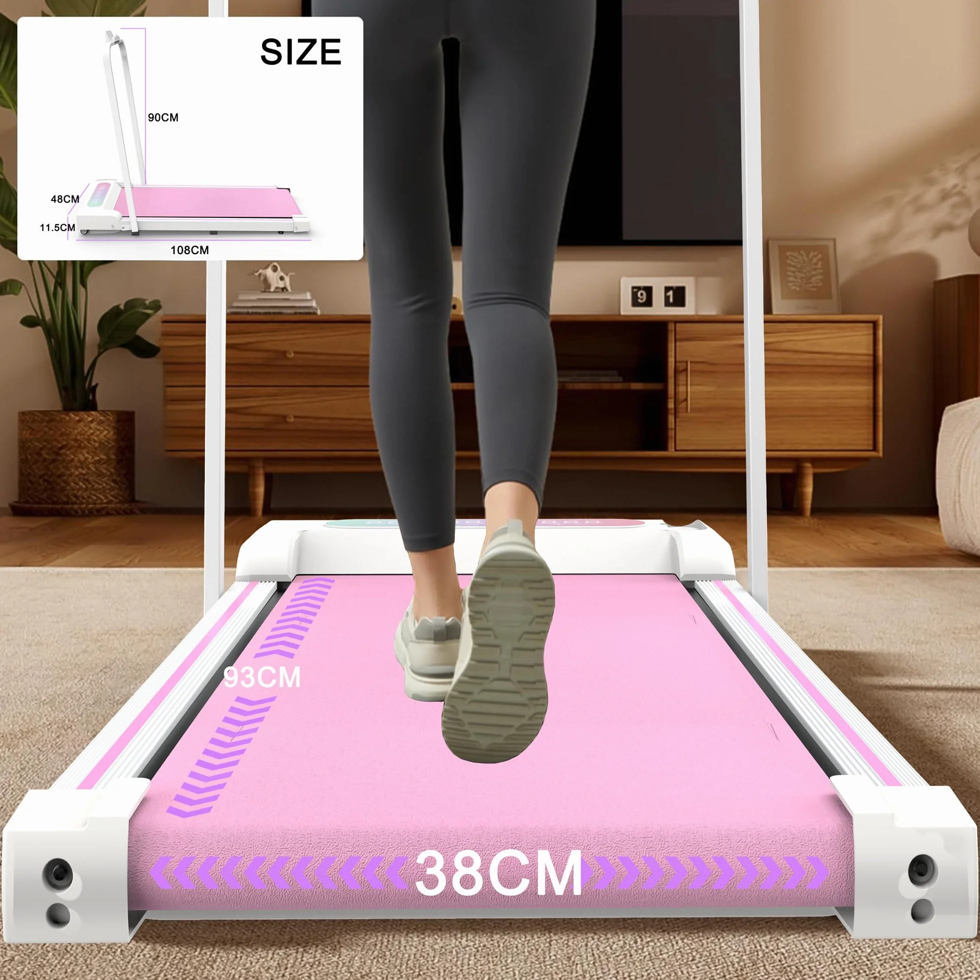 Bieżnia składana z nachyleniem 8% do 14 km/h, silnik 3,0 KM, wyświetlacz LED i Bluetooth