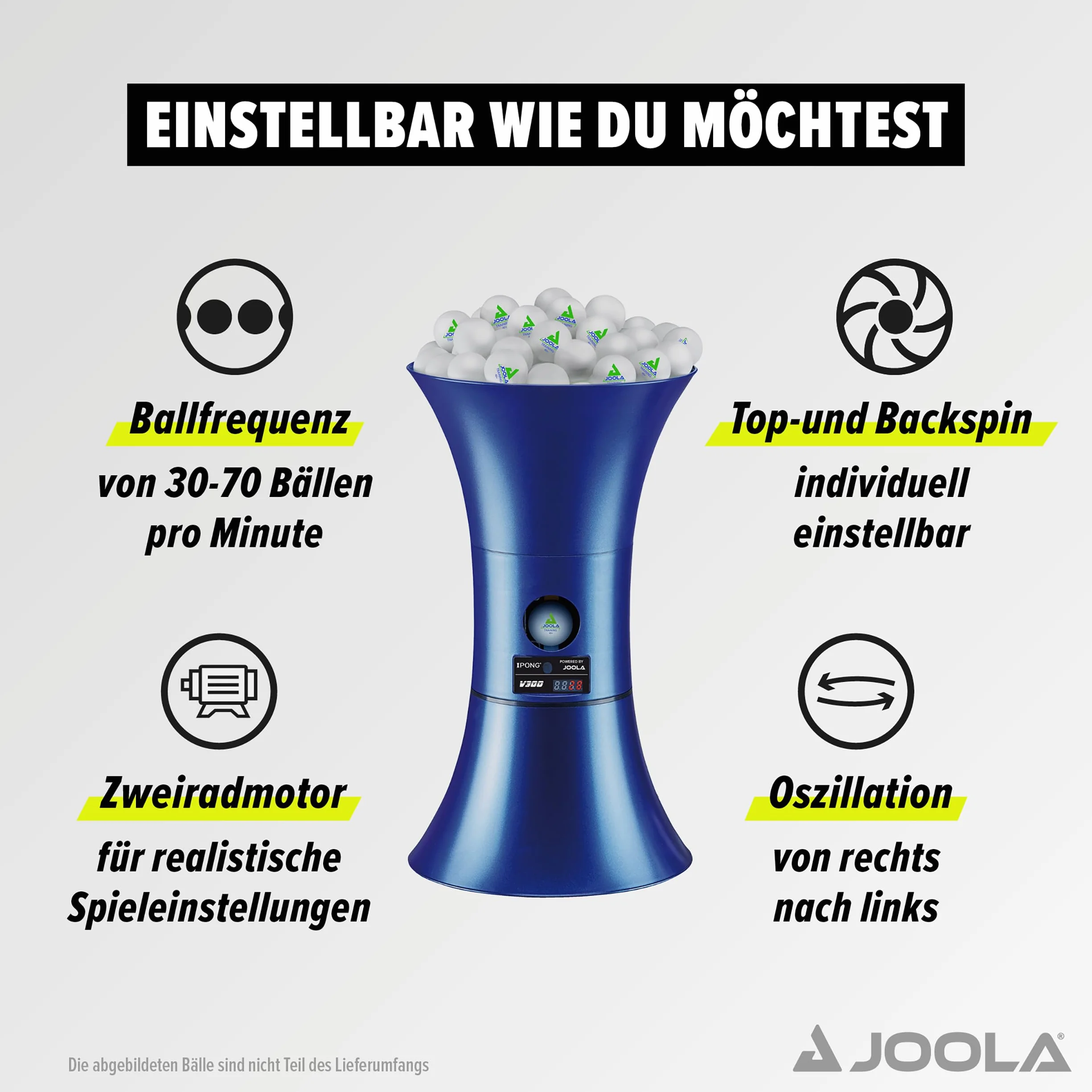 JOOLA iPong V300 robot do tenisa stołowego, V200, maszyna do tenisa stołowego do tenisa stołowego 40+ mm