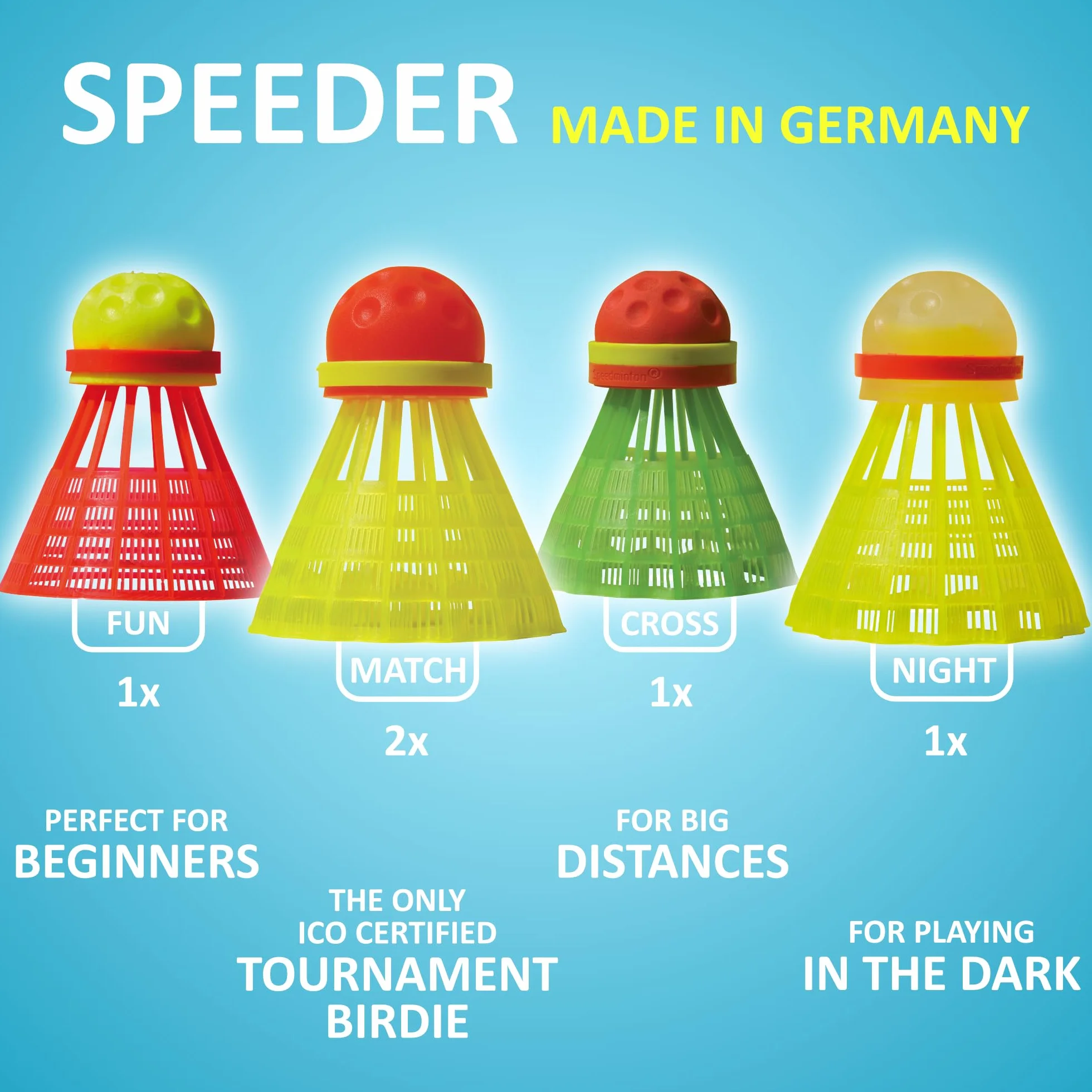 Speedminton® S900 zestaw Speed Badminton Crossminton z kijami węglowymi, 5 Speeder®, pole do gry, torba