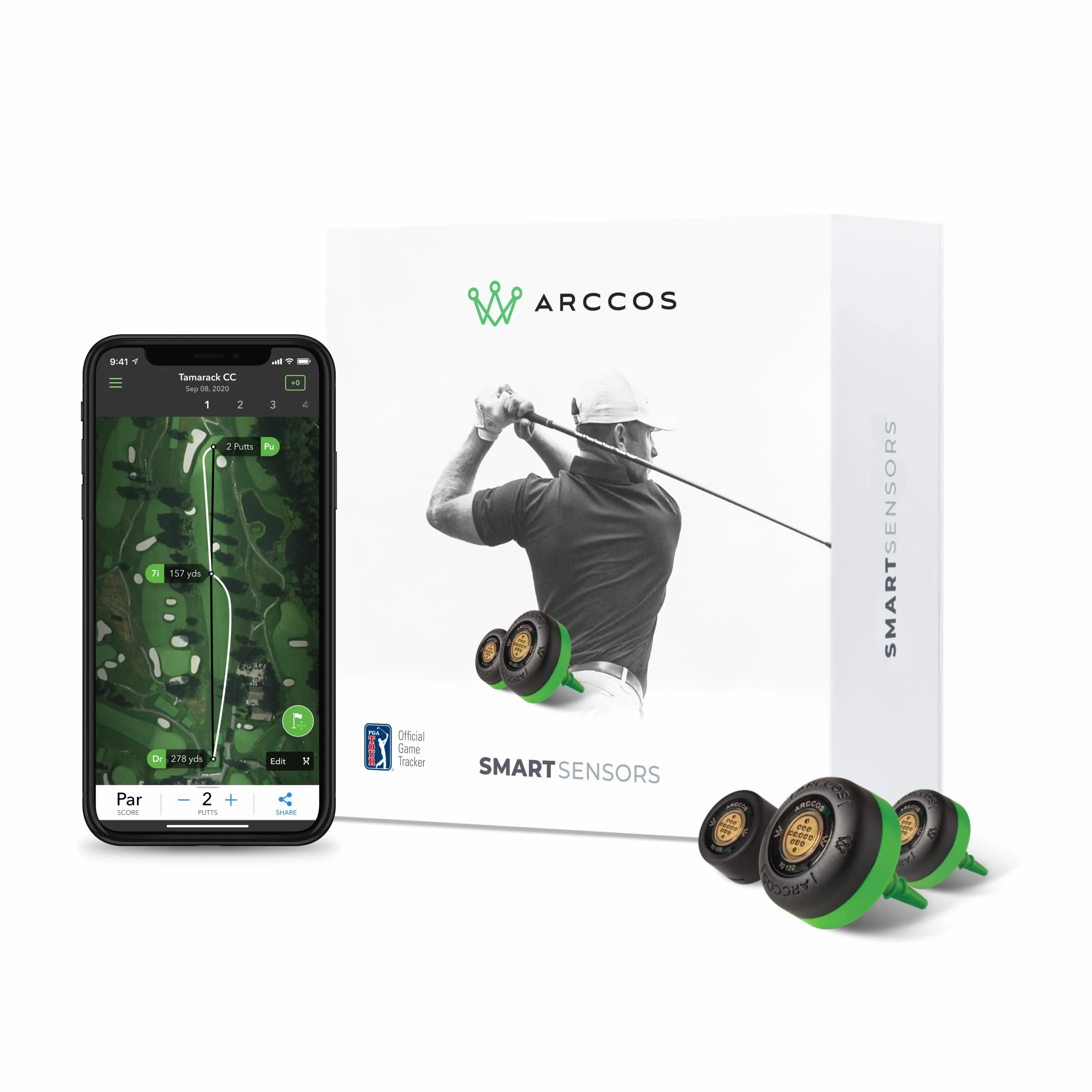 Arccos Golf Smart Sensors Swing Trainer Aid - pierwszy w historii dalmierz GPS zasilany przez AI Gen 3+