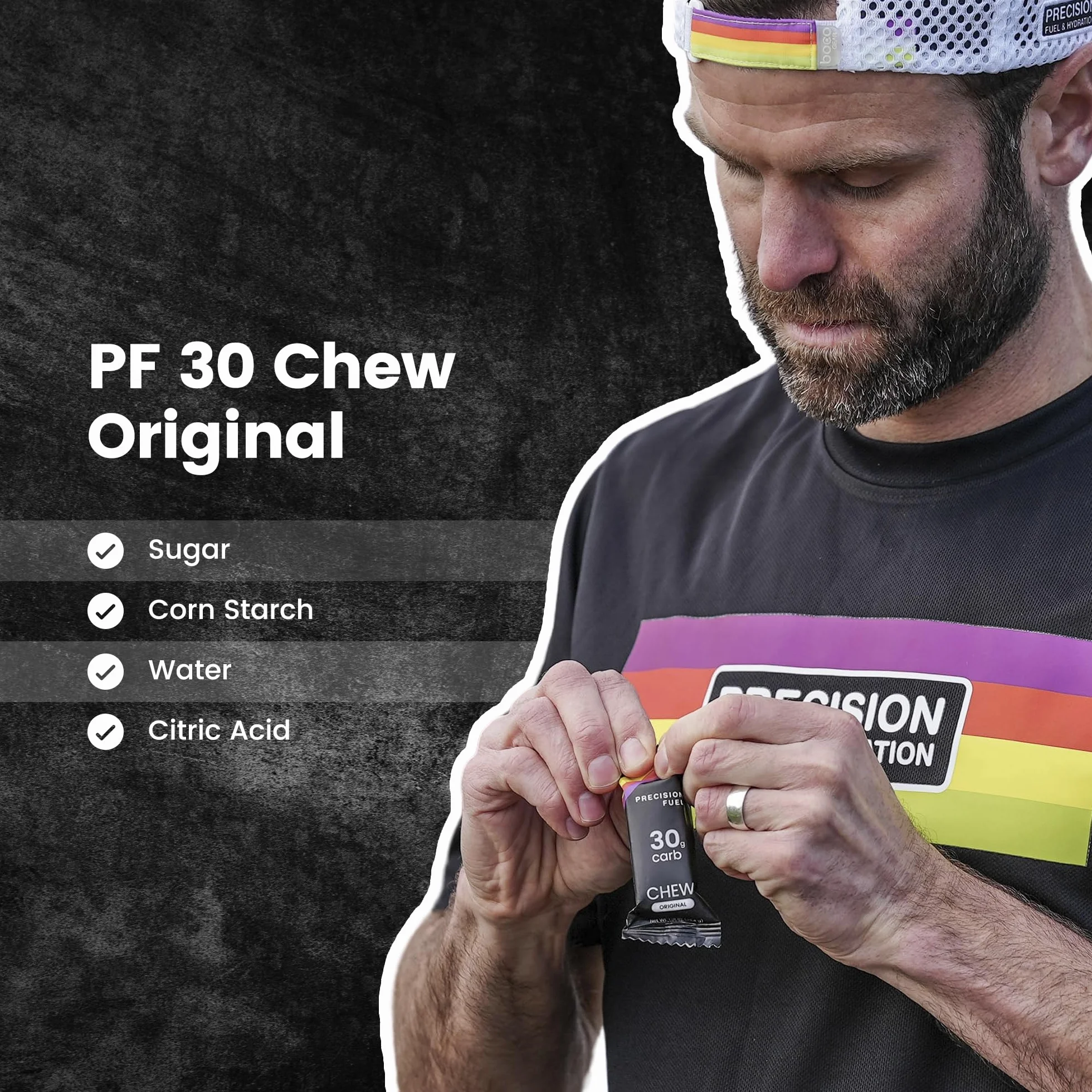 Precision Fuel PF 30 Energy Chews - Węglowodany energetyczne do sportów wytrzymałościowych, lekkie i przenośne, 30 g węglowodanów - Idealne na długie biegi - Smak oryginalny (15 x 34g Żelki)