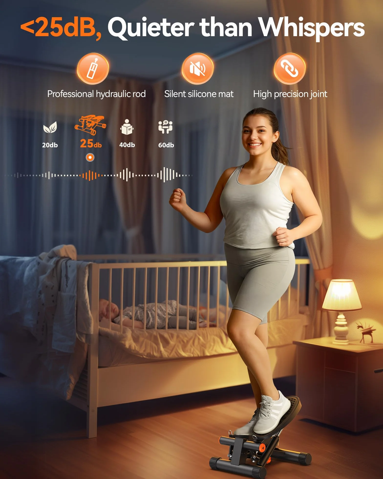 Niceday Steppery do ćwiczeń, stepper schodowy z taśmami oporowymi, mini stepper o udźwigu 136 kg, hydrauliczny stepper fitness z monitorem LCD