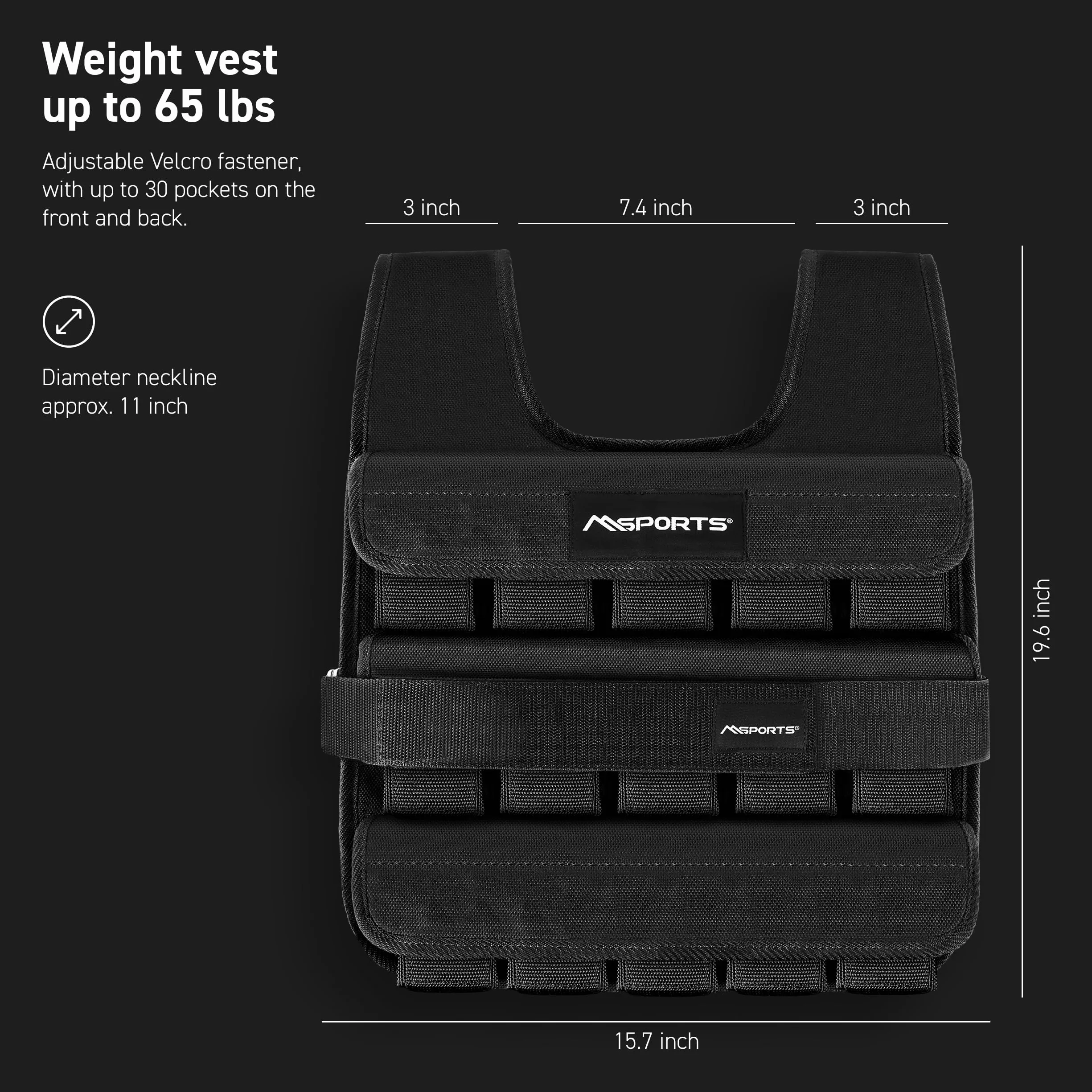 MSPORTS Kamizelka obciążeniowa premium regulowana 5-30 kg do fitnessu treningu siłowego