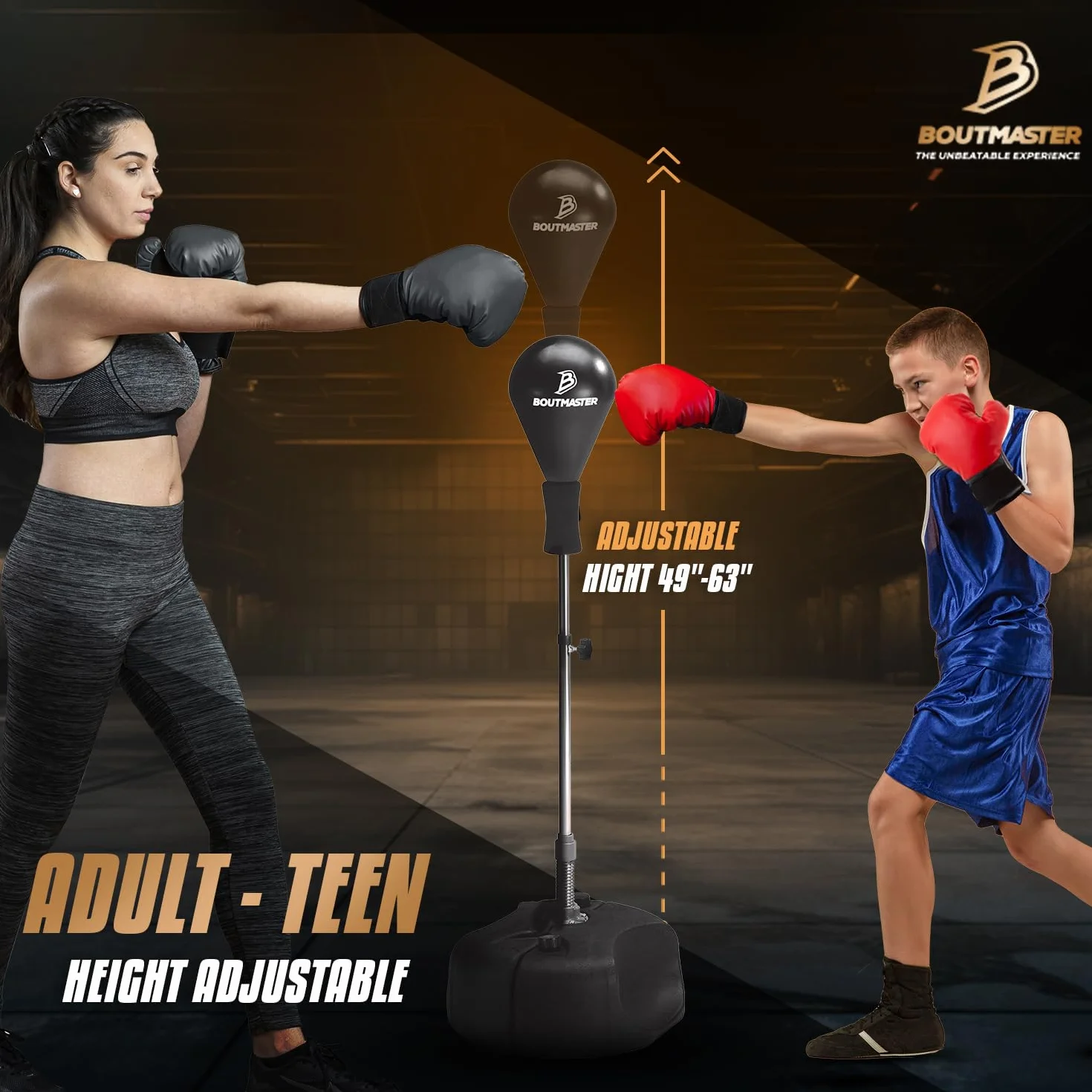 Worek treningowy bokserski ze stojakiem, regulacja wysokości, wolnostojący, do MMA i fitnessu