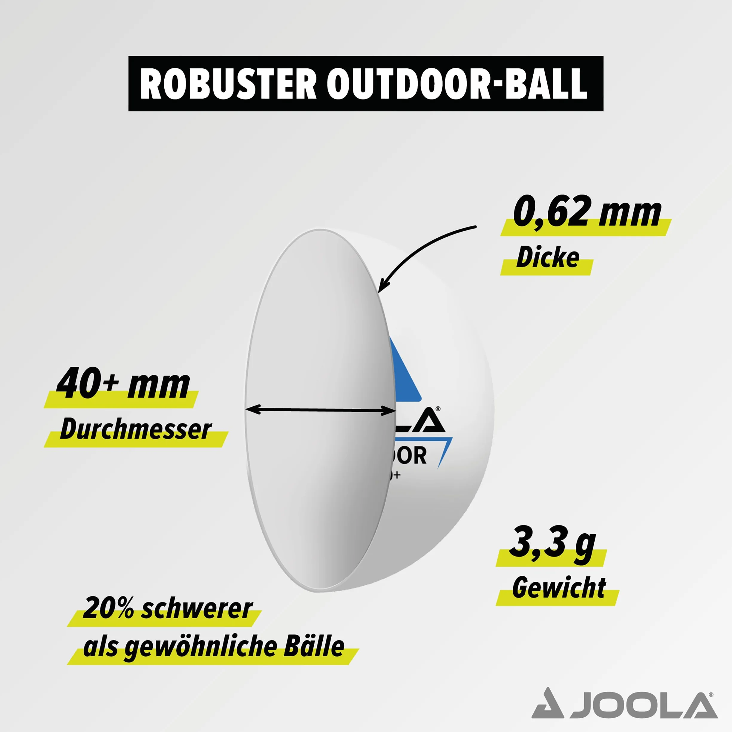 JOOLA TT-Ball Outdoor, uniseks, dla dorosłych, kolor biały, 40 mm