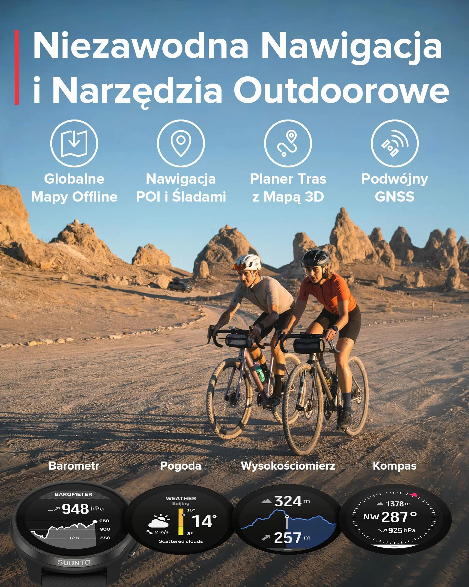 SUUNTO Race S Zegarek Biegowy Amoled Dwuzakresowy GPS Sportowy Śledzenie HRV Snu Plan Treningowy SI Mapy Offline Wodoodporność 50M
