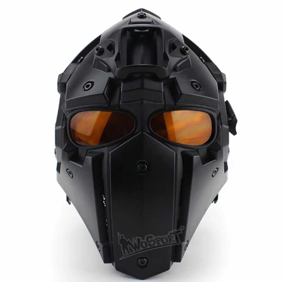 Taktyczny kask airsoft, kask ochronny na całą twarz z osłoną twarzy i goglami, używany do strzelania do paintballu, polowania, jazdy na motocyklu, rekwizytów filmowych, odgrywania ról itp.