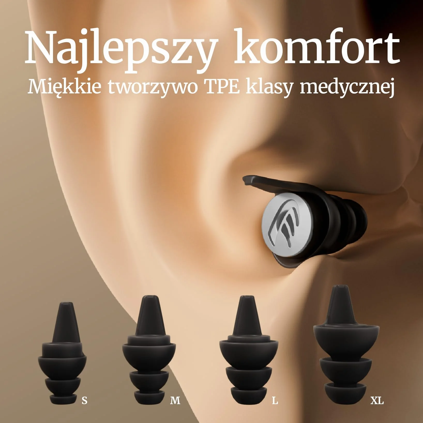 DYNAMIC ear filter -20dB Ochrona Słuchu 4 Rozmiary Zatyczek do Uszu Etui Sznurek
