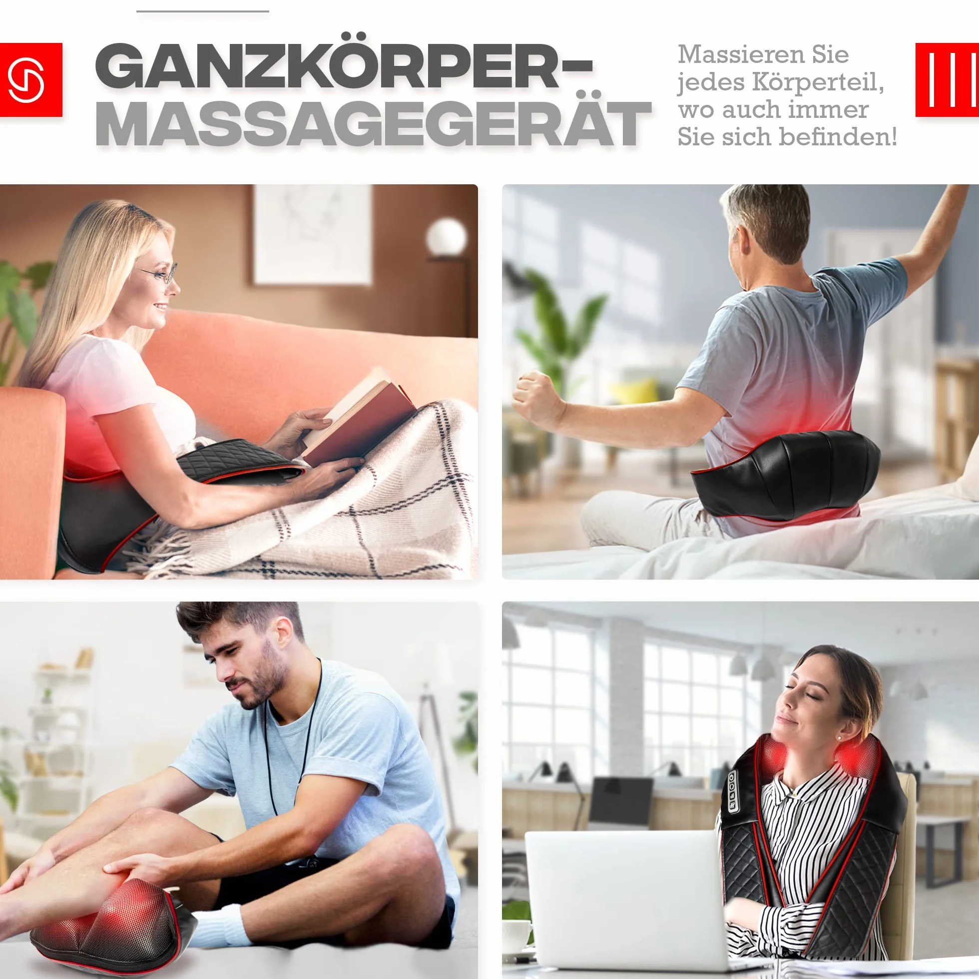 Shiatsu masażer karku, z ogrzewaniem, do masażu szyi, pleców, karku, ramion, karku, pleców, karku, pleców, masażu, karku, szyi