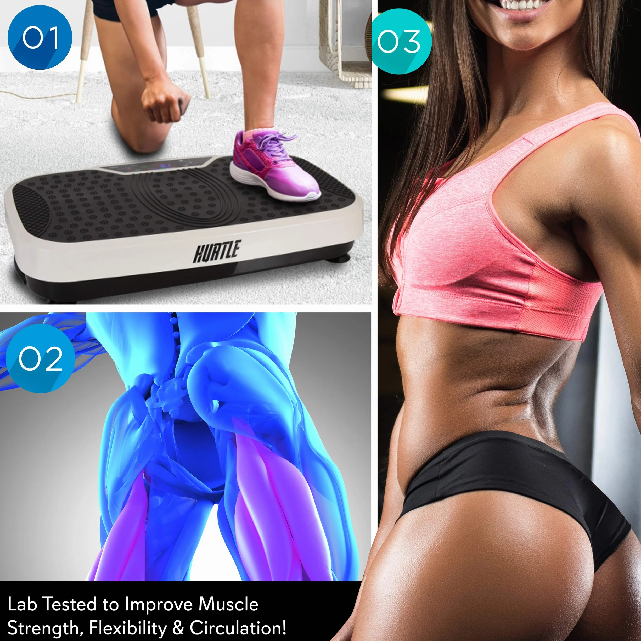 Hurtle Fitness maszyna do ćwiczeń wibracyjnych - domowa siłownia całościowa maszyna do ćwiczeń trener ćwiczeń szybka utrata masy ciała z taśmami oporowymi łatwy do przenoszenia pilot zdalnego