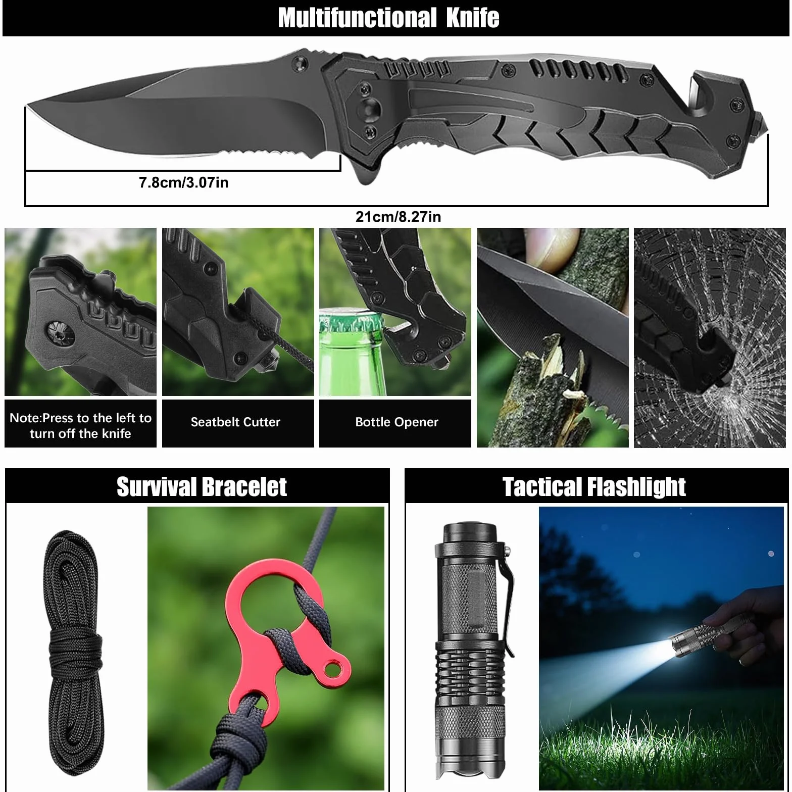 Zestaw survivalowy 35 w 1, profesjonalny zestaw awaryjny z akcesoriami campingowymi