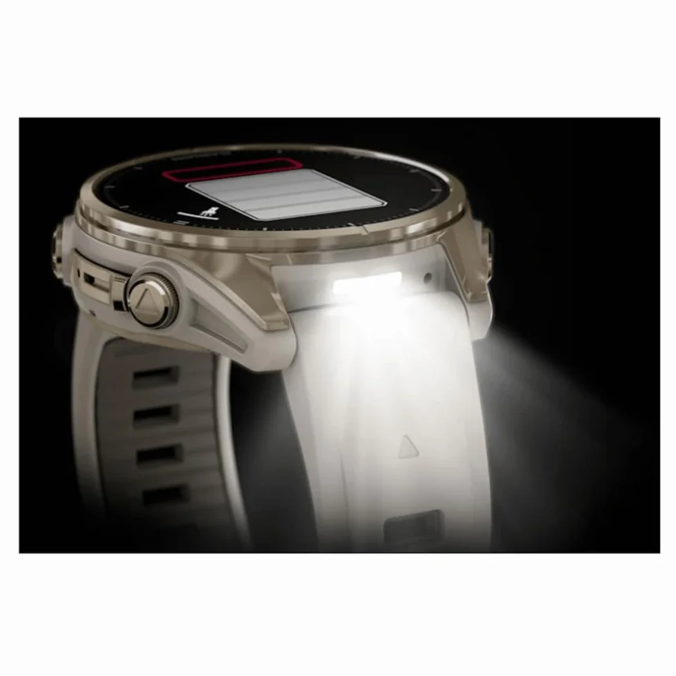 GARMIN FENIX 8-43 mm, AMOLED, SZAFIRA MIĘKKIE ZŁOTO Z SZARYM ŚMIGĄGŁYM/CIEMNYM PASEM SILIKONOWYM