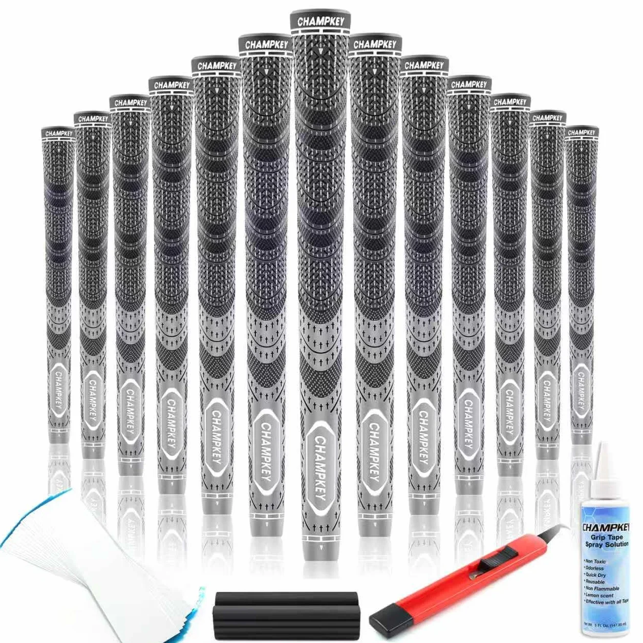 CHAMPKEY Hybrydowe uchwyty golfowe klasy premium, 13 sztuk, ze wszystkimi zestawami naprawczymi, na każdą pogodę, wysoka przyczepność i kontrola, półprzewodowe uchwyty golfowe dla mężczyzn