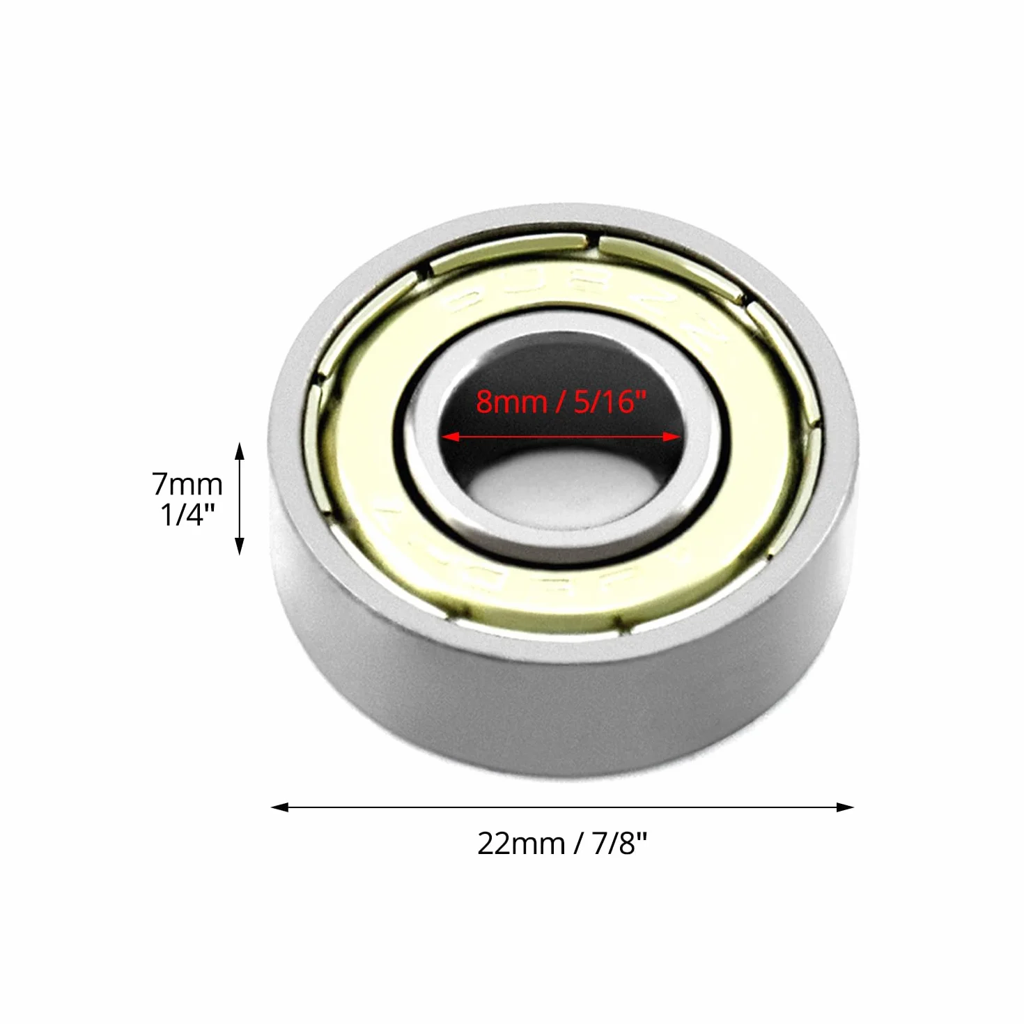 QWORK® 40 szt. 608zz łożyska kulkowe, metalowe, podwójnie ekranowane, miniaturowe łożyska kulkowe, do deskorolek, skuterów, rolek 8 mm x 22 mm x 7 mm