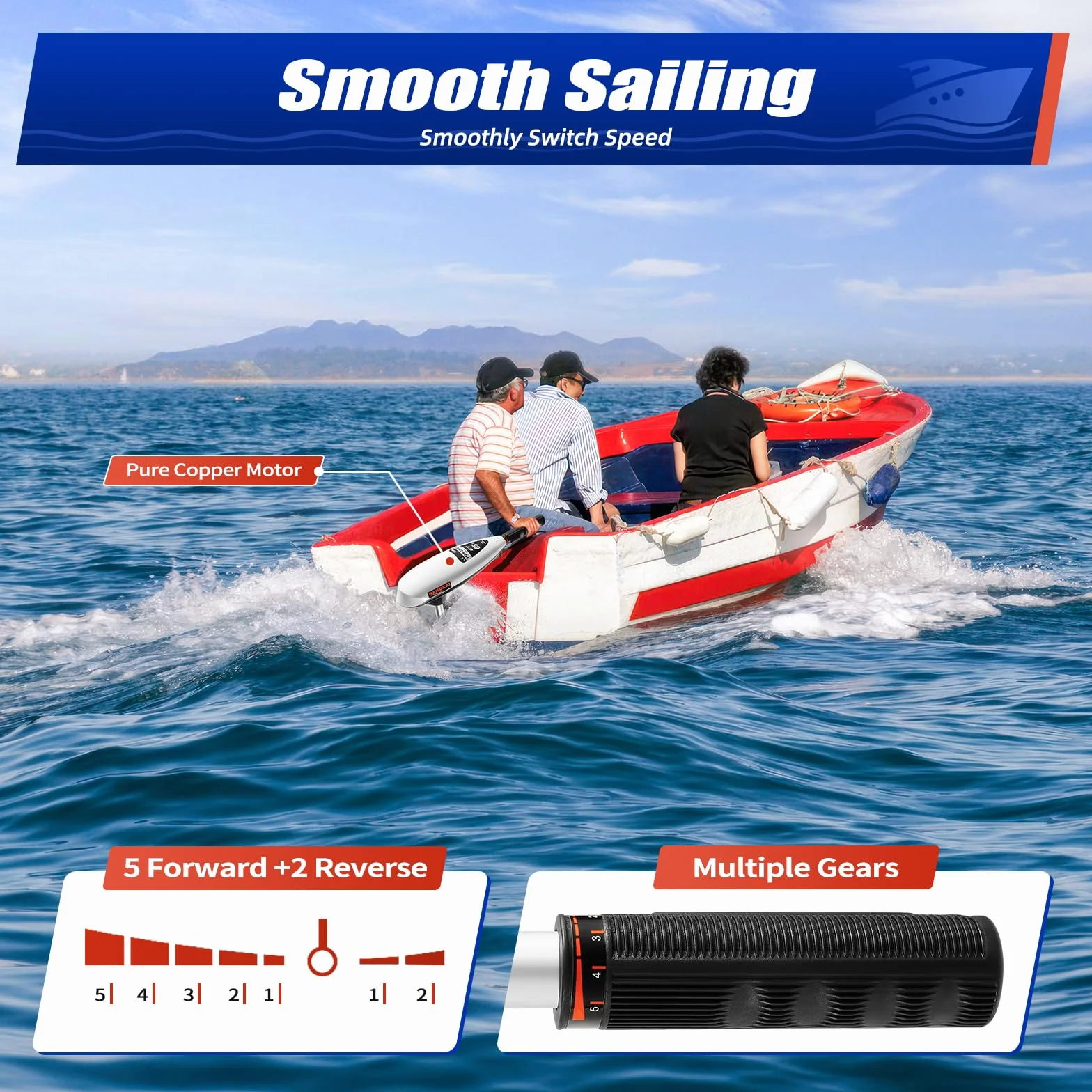 silnik zaburtowy 65LBS 12V 660W, do łodzi rybackiej, benzynowy, silnik z krótką nasadką 40 cm