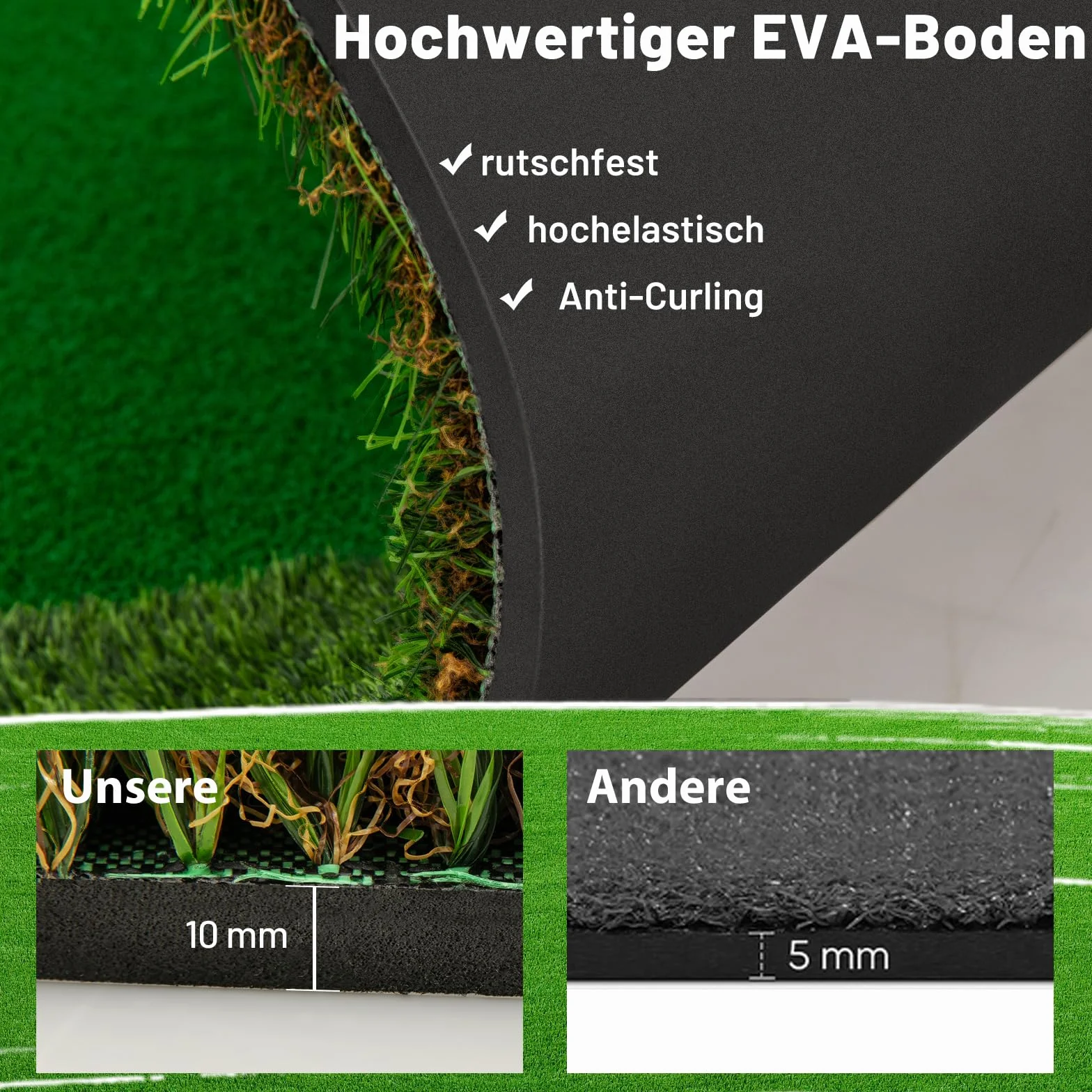 COSTWAY mata do ćwiczeń golfowych 300x150 cm 3 otwory z piłkami