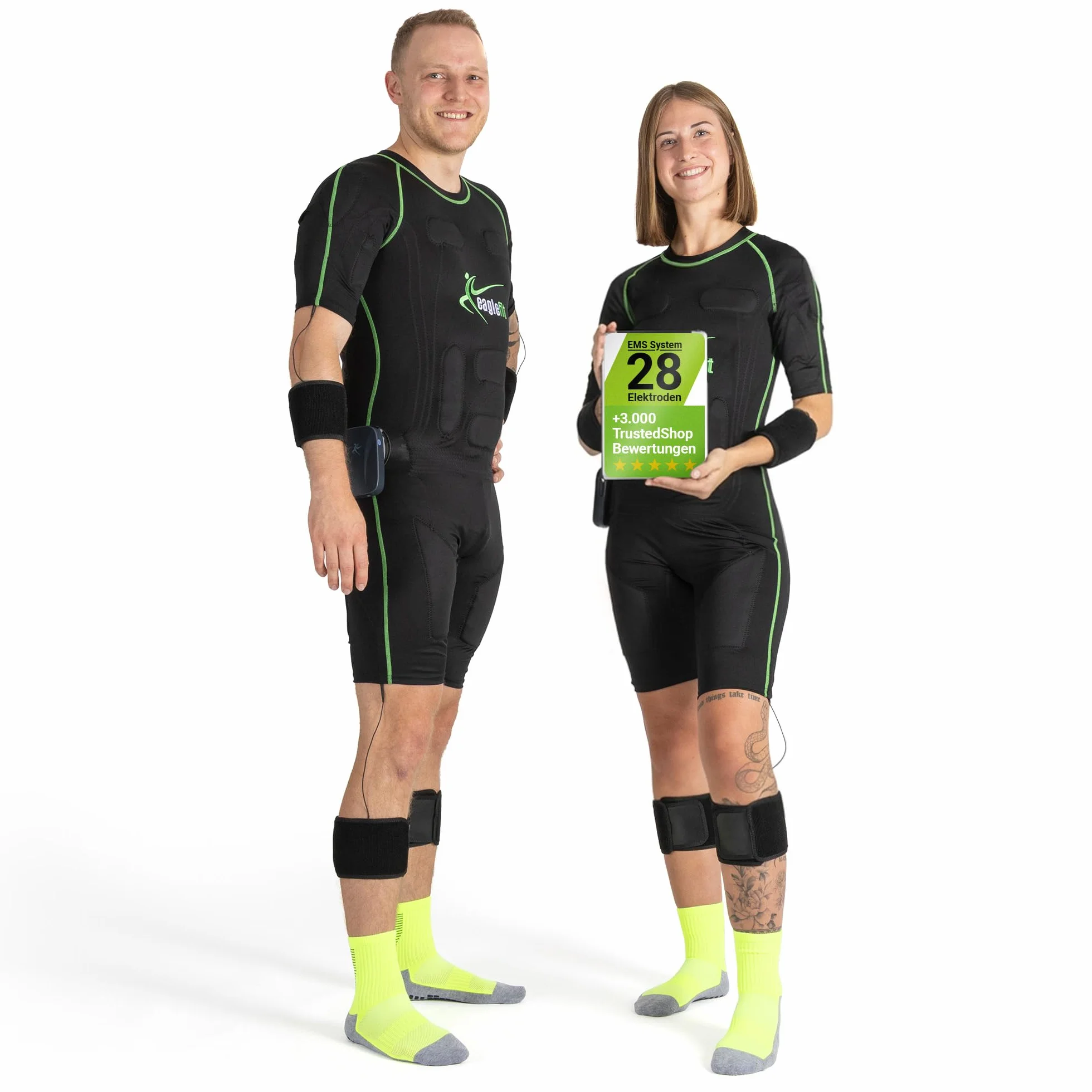 eaglefit - kombinezon CONNECT EMS bezprzewodowy z 28 elektrodami - trening w domu, ubranie do full body, trener mięśni, trening brzucha, celowana stymulacja mięśni dla kobiet i mężczyzn 3XS