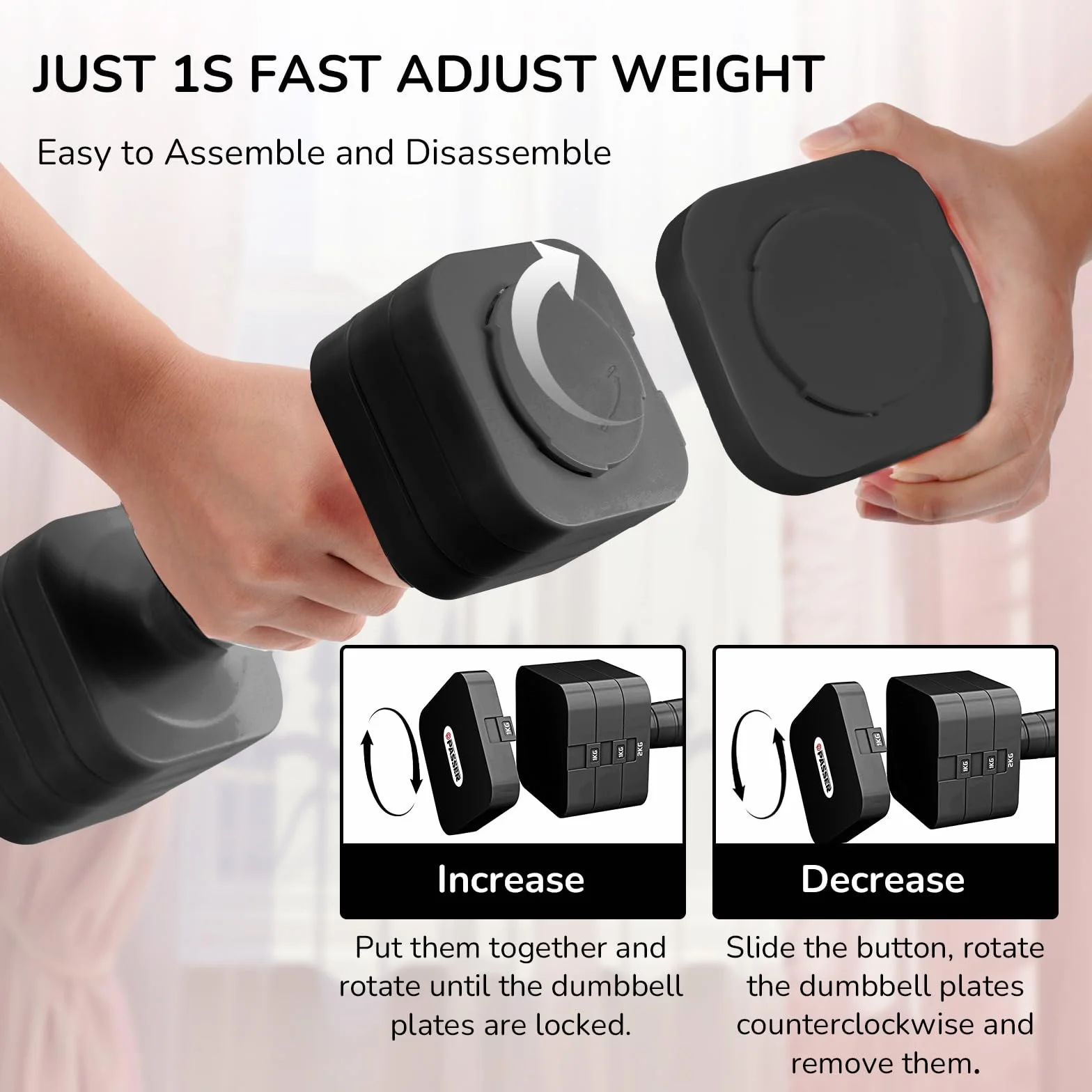 Zestaw hantli krótkich 5 w 1, 20 kg, zestaw 2 sztuk (2/4/6/8/10 kg na hantle), regulowany zestaw hantli do fitnessu, domowej siłowni, treningu siłowego