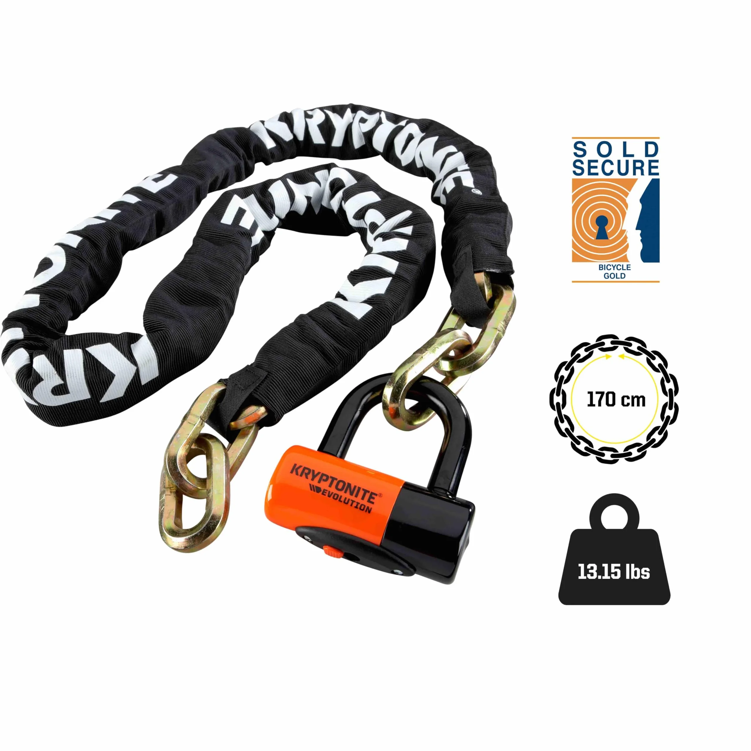 Kryptonite 999522 New York Chain 1217 (12 mm x 170 cm) z dyskiem Evs4 14 mm zamki szeklowe, standardowy rozmiar