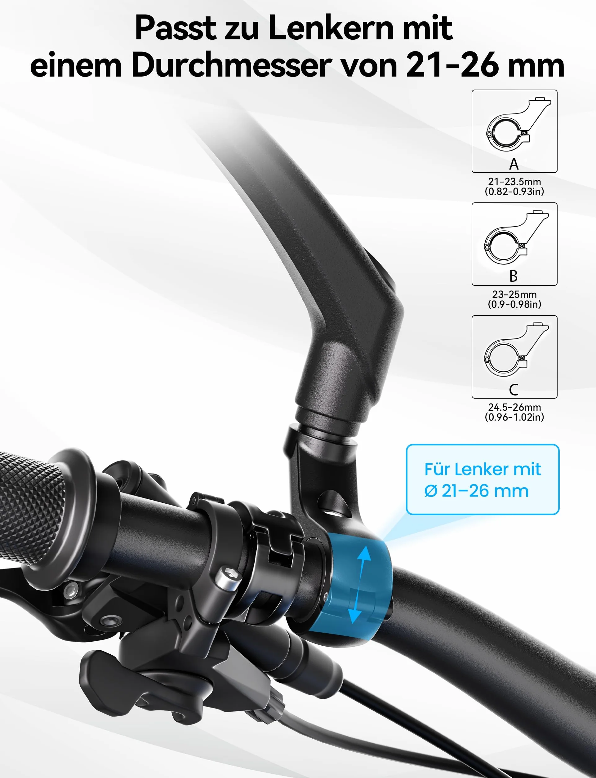 Lusterko rowerowe do roweru elektrycznego, składane i obracane o 360°, lusterko wsteczne, do rowerów elektrycznych, z dużą powierzchnią lustra, odporne na uderzenia prawdziwe szkło, akcesoria rowerowe