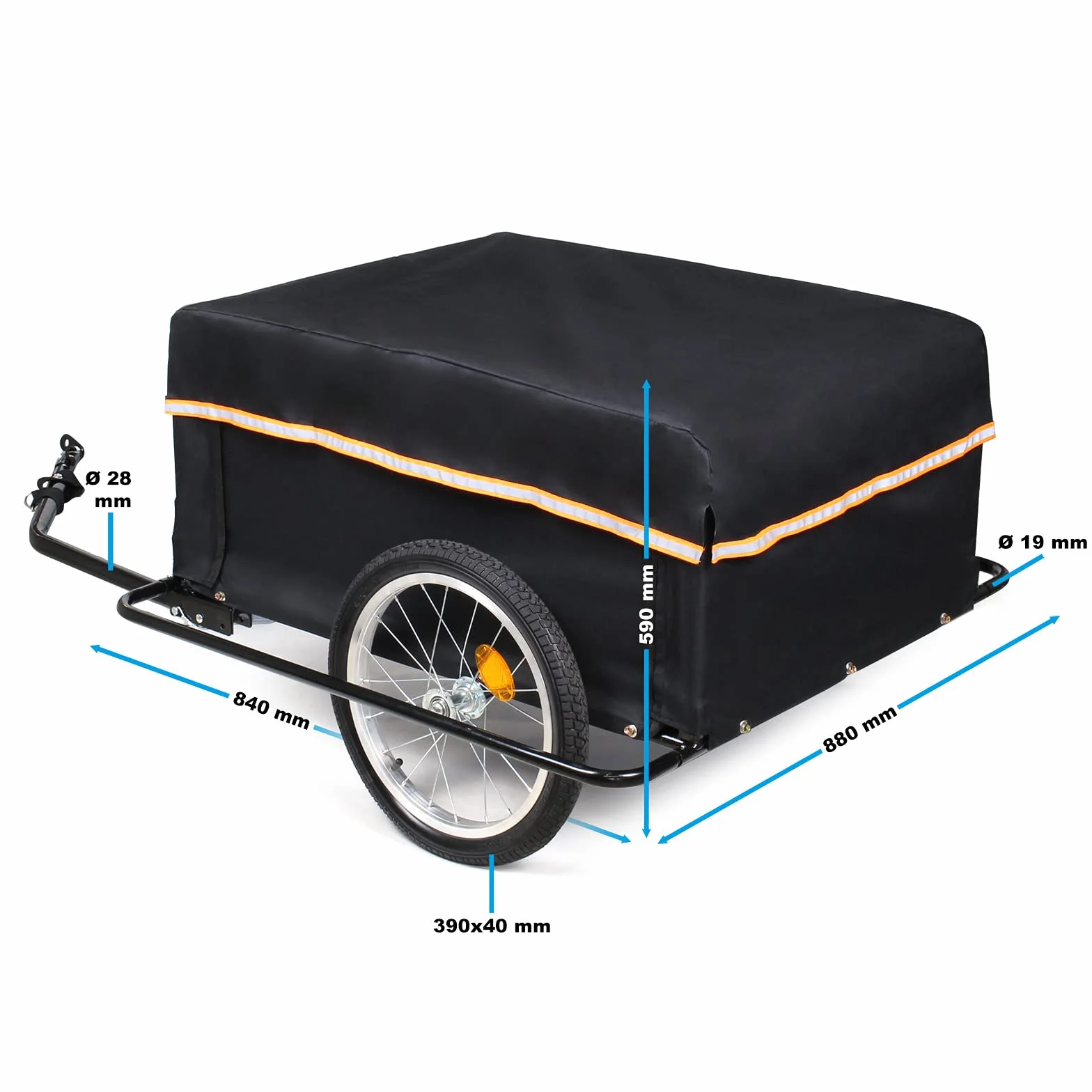 Wiltec Przyczepka rowerowa do 65 kg, transportowa przyczepka do roweru z osłoną kół, przyczepa na zakupy, wycieczki rowerowe i codzienny transport