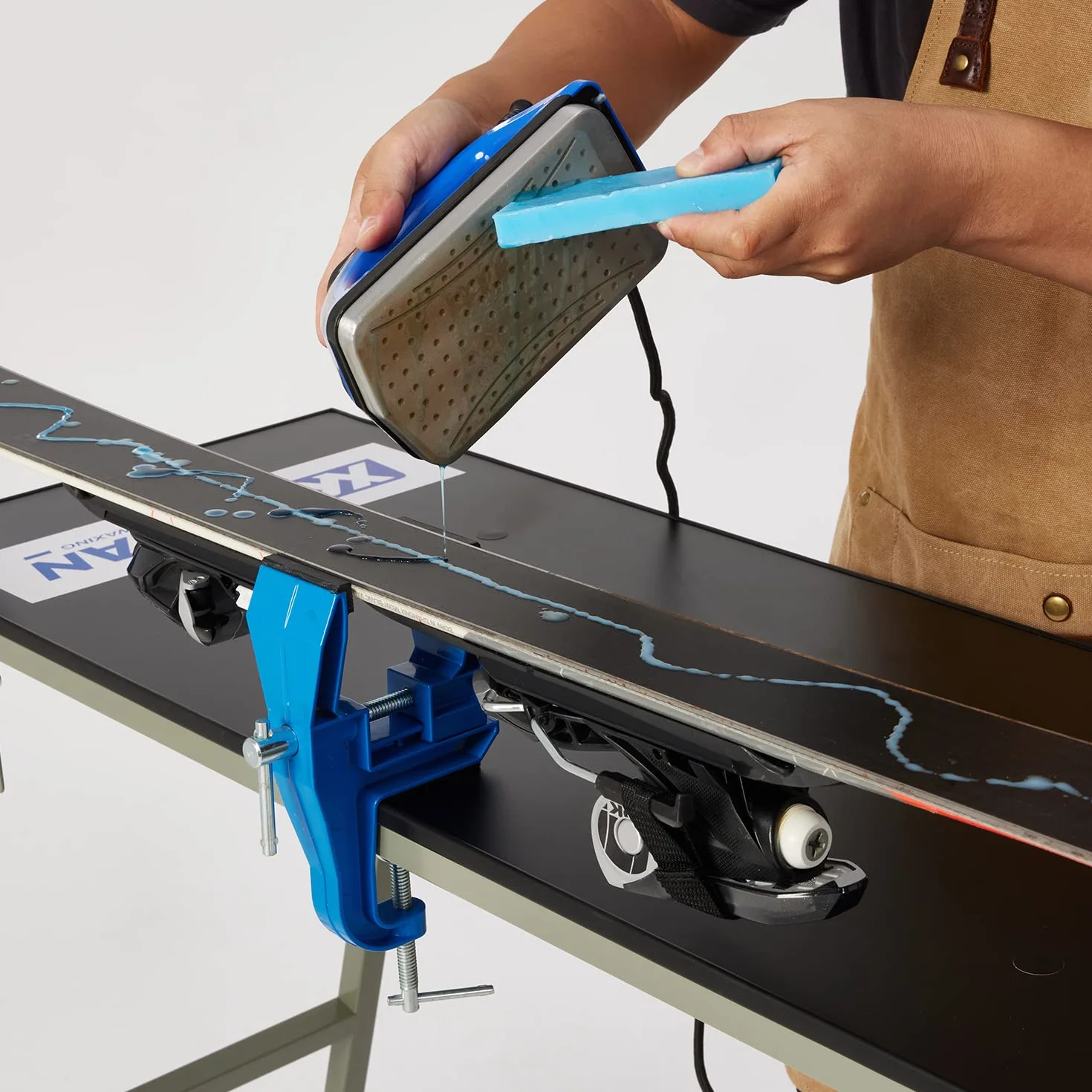 Xcman ALPINE SKI VISE BLUE morsa per sci in metallo regolabile altezza e angolazione