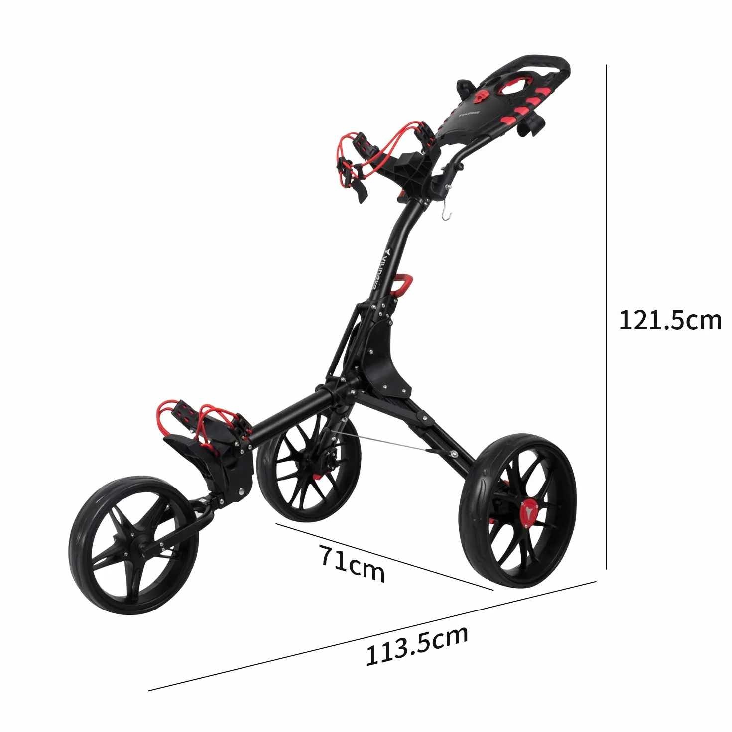 Newfly 3-kołowy wózek golfowy składany z hamulcem nożnym, uchwytem na parasol i torbą
