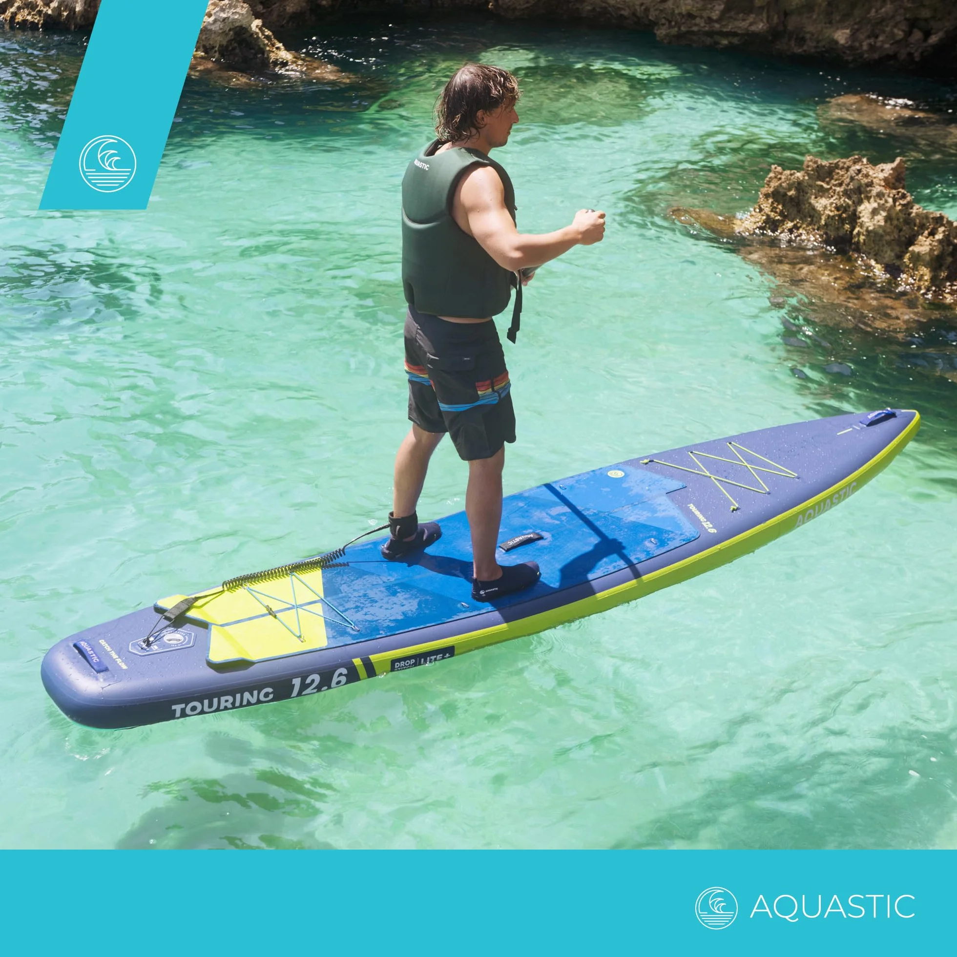 AQUASTIC Touring nadmuchiwana deska SUP 12'6" Drop Stitch Lite 2600 g/m² PCW 381 x 76 x 15 cm 355 l