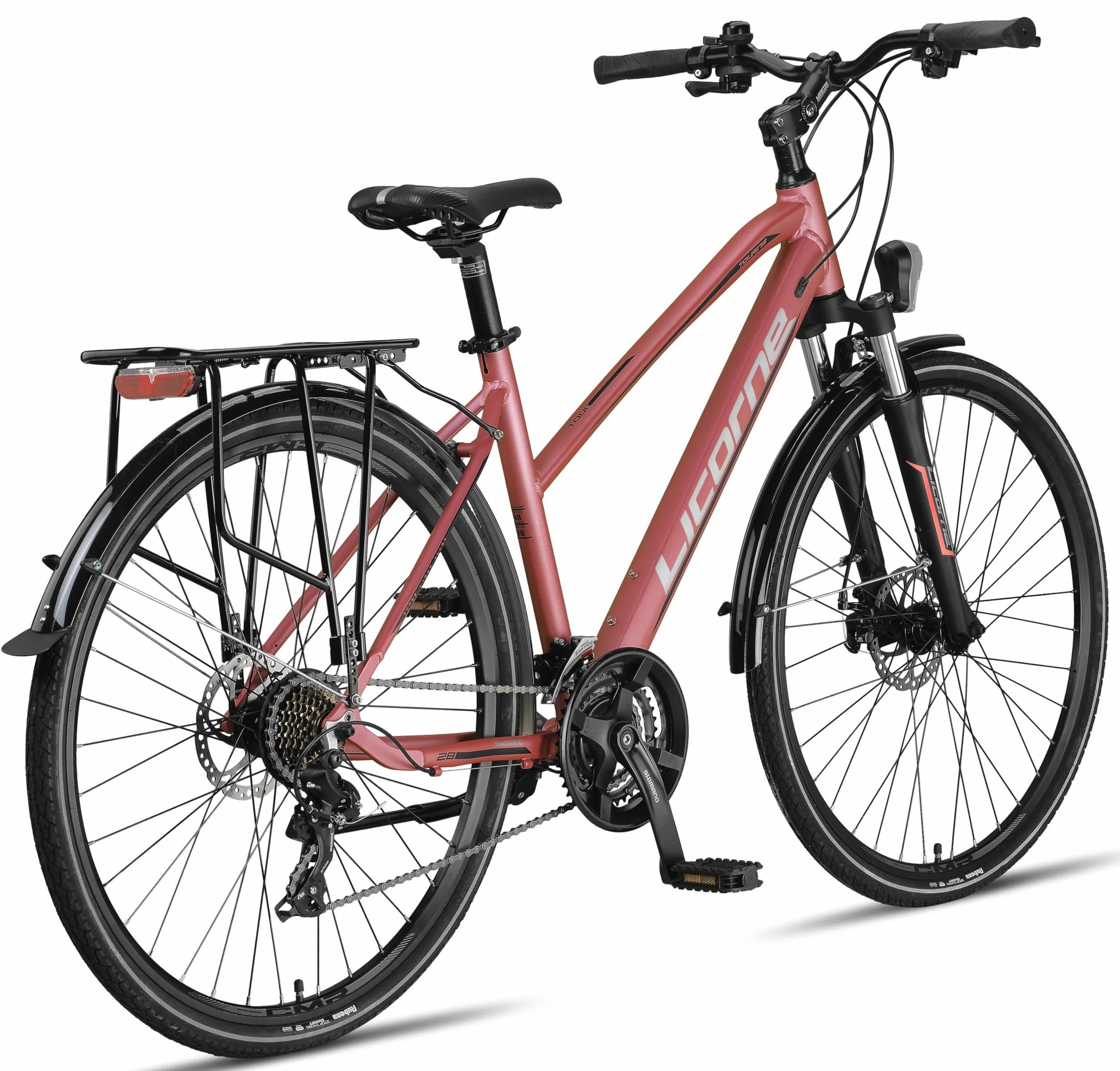 Licorne Bike Rower trekkingowy klasy premium, 28 cali, aluminiowe hamulce tarczowe, rower dla chłopców, dziewcząt, kobiet i mężczyzn, 21-biegowa przerzutka, rower górski