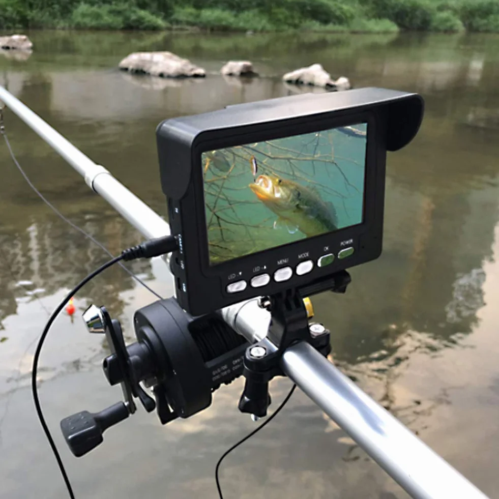 FastUU Podwodna Kamera Wędkarska, Przenośny Wykrywacz Ryb LED, Wodoodporna na Podczerwień 15 m, Czujnik Ryb, Monitor LCD 4,3 Cala do Lodowego Jeziora