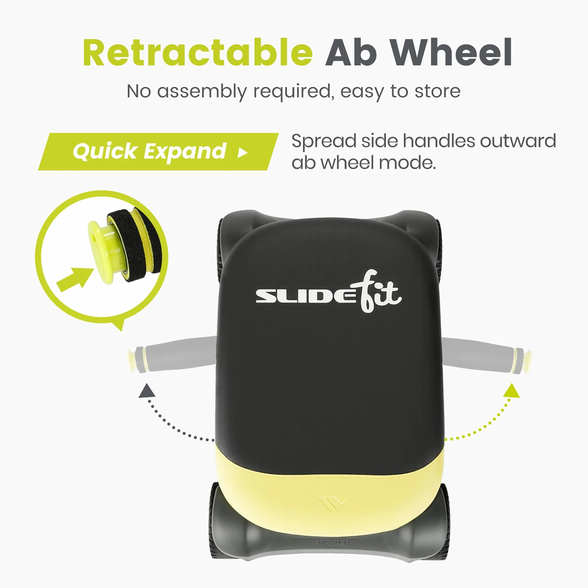 Wonder Core Slide Fit: Ab Roller Maszyna do ćwiczeń Trening podstawowy w domu Gry fitness Rolka koła Ab do domowej siłowni Aplikacja do treningu osobistego Trening deskorolki