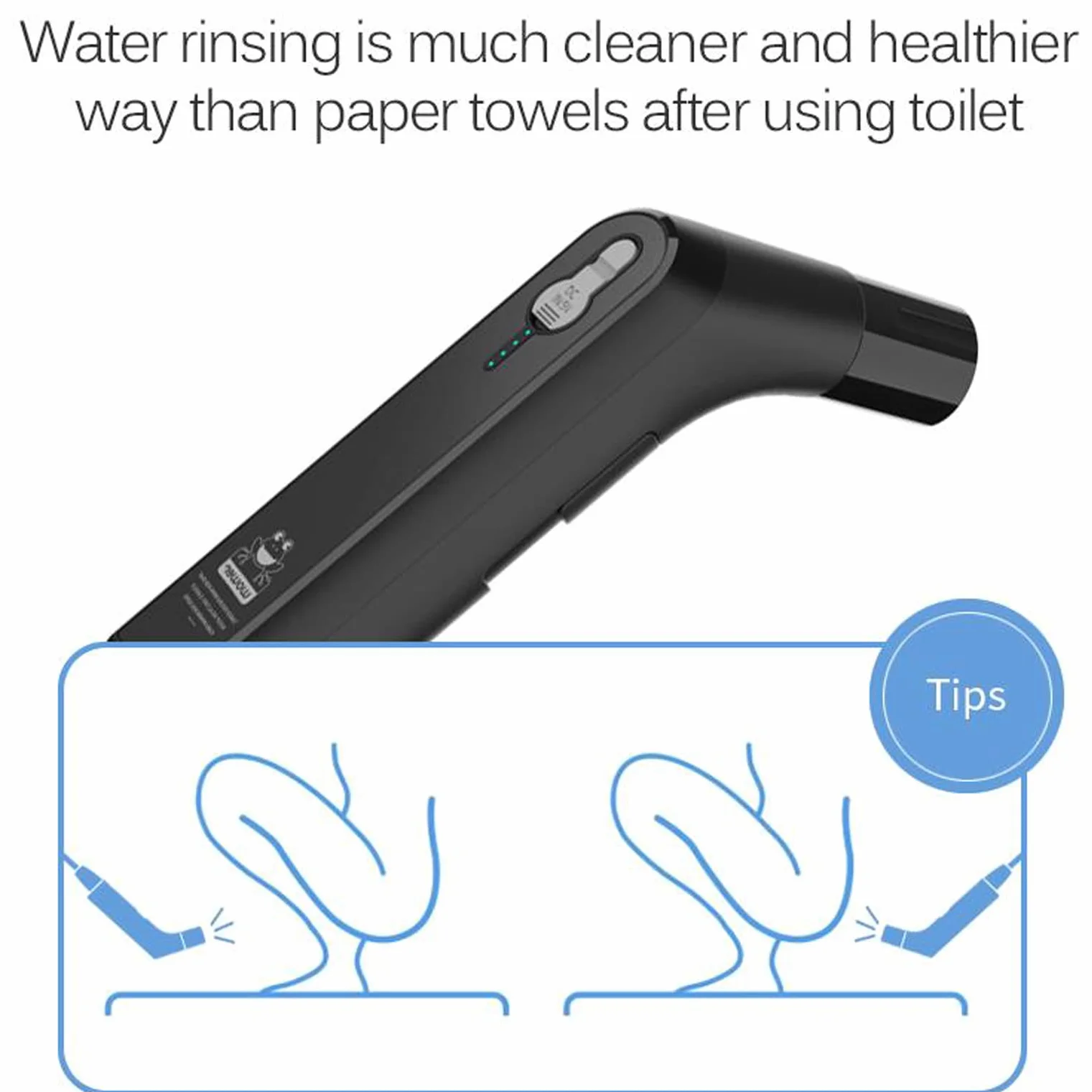Przenośny bidet do podróży z miękkim i mocnym trybem ciśnienia wody, bidet podróżny z ładowaniem USB-C, duży zbiornik na wodę 2,3 l, do użytku domowego i kempingowego (czarny)