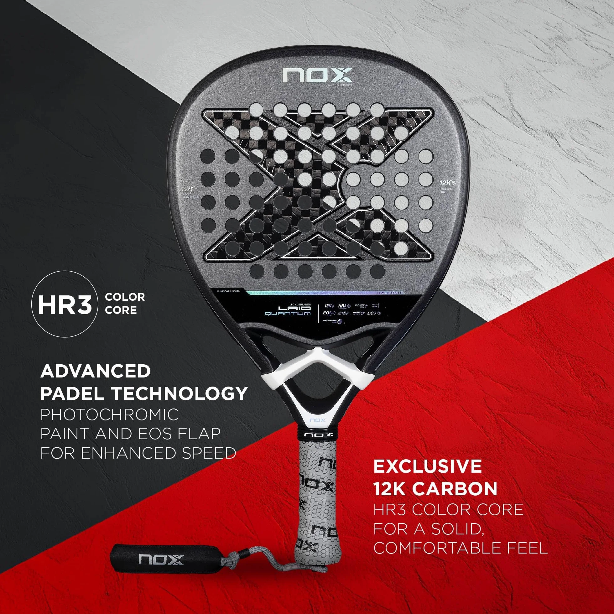 NOX Rakieta Padel LA10 Quantum 12K Leo Augsburger 2025