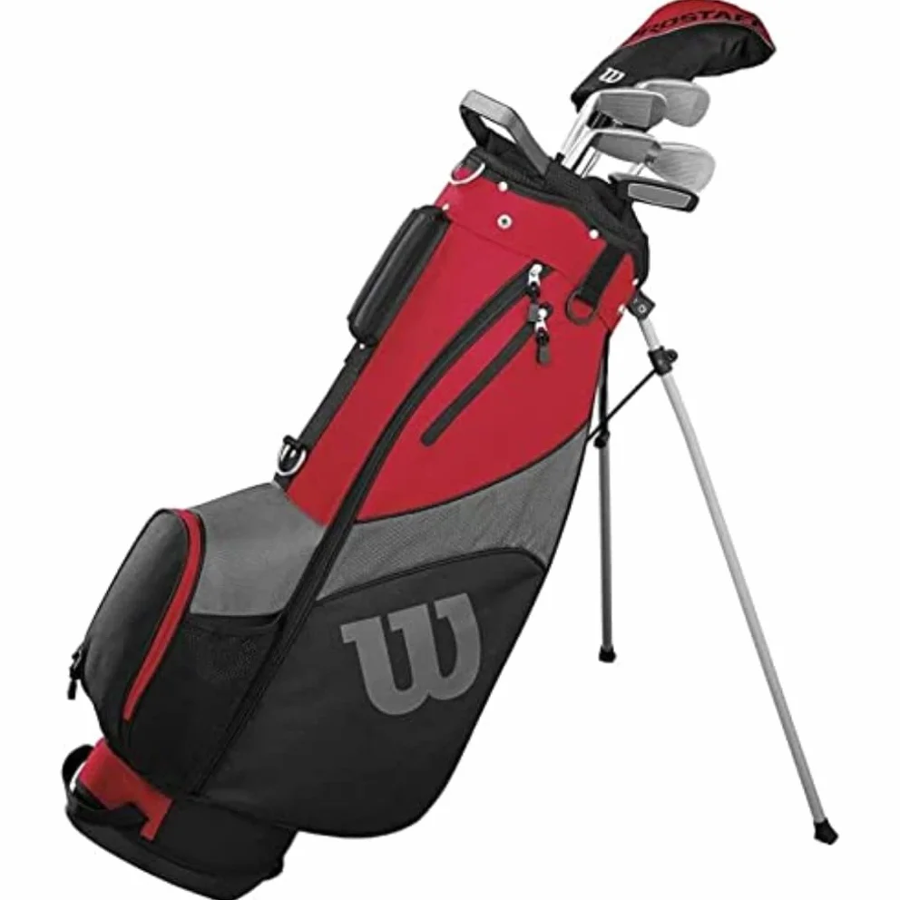 Wilson Golf Pro Staff SGI, zestaw kijów golfowych dla mężczyzn, praworęczny, odpowiedni dla początkujących i zaawansowanych, grafitowy, czerwony, WGG150001