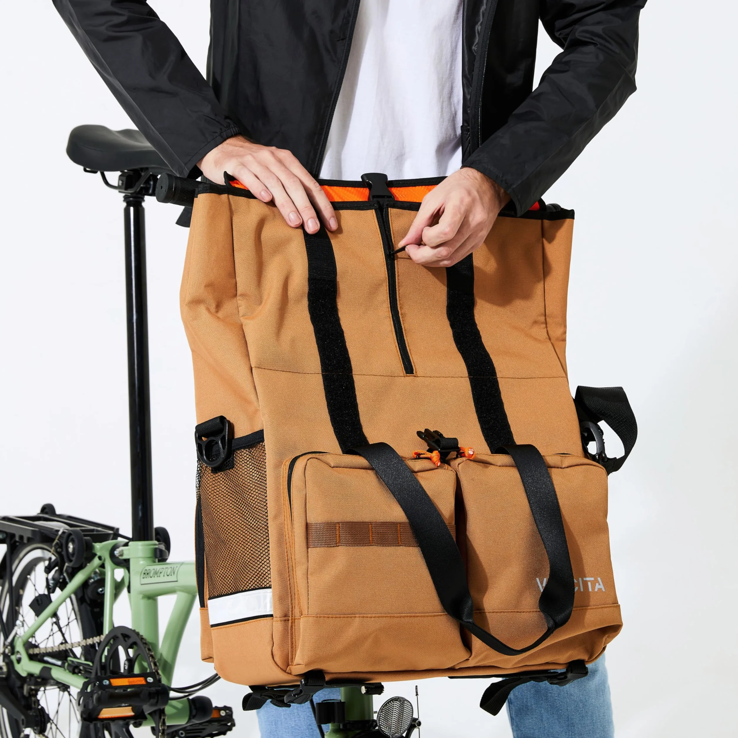 Vincita Voyage Atlas torba na rower składany Brompton ze zdejmowanym ramieniem osłona przeciwdeszczowa pasek na ramię akcesoria rowerowe