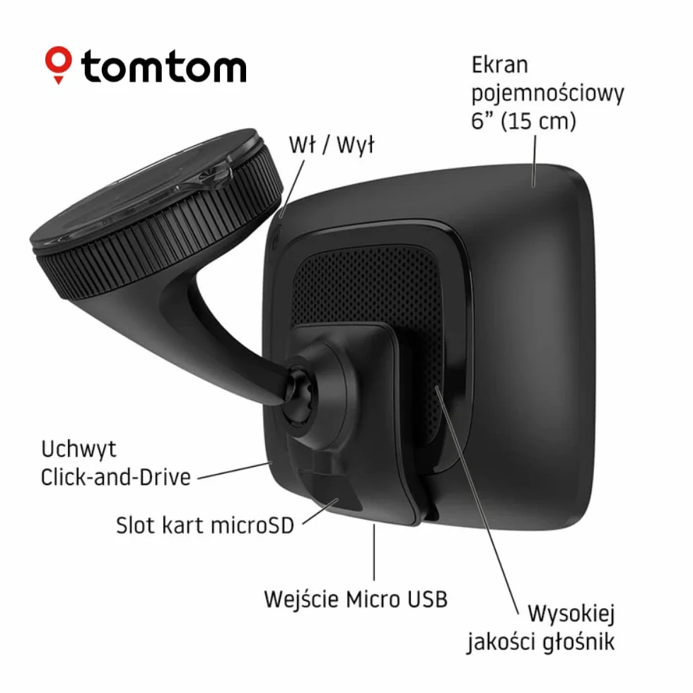 TomTom GO Camper Tour z 6-calowym ekranem (mapy Europy, informacje o korkach TomTom Traffic, punkty POI dla kamperów i pojazdów z przyczepą kempingową, aktualizacje przez Wi-Fi), Czarny