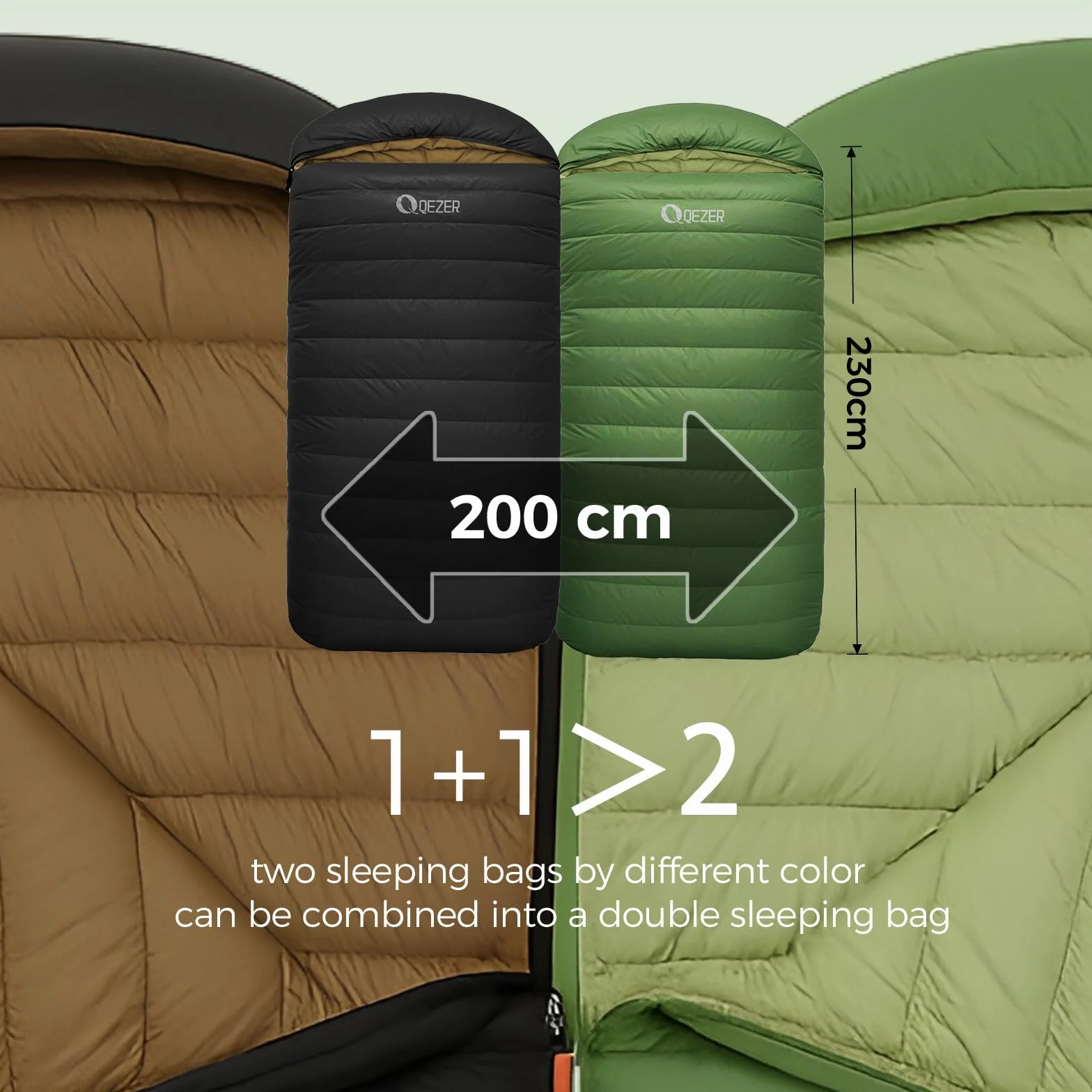 Śpiwór puchowy XXL 230 x 100 cm lekki ciepły na 3-4 pory roku dla dorosłych kemping