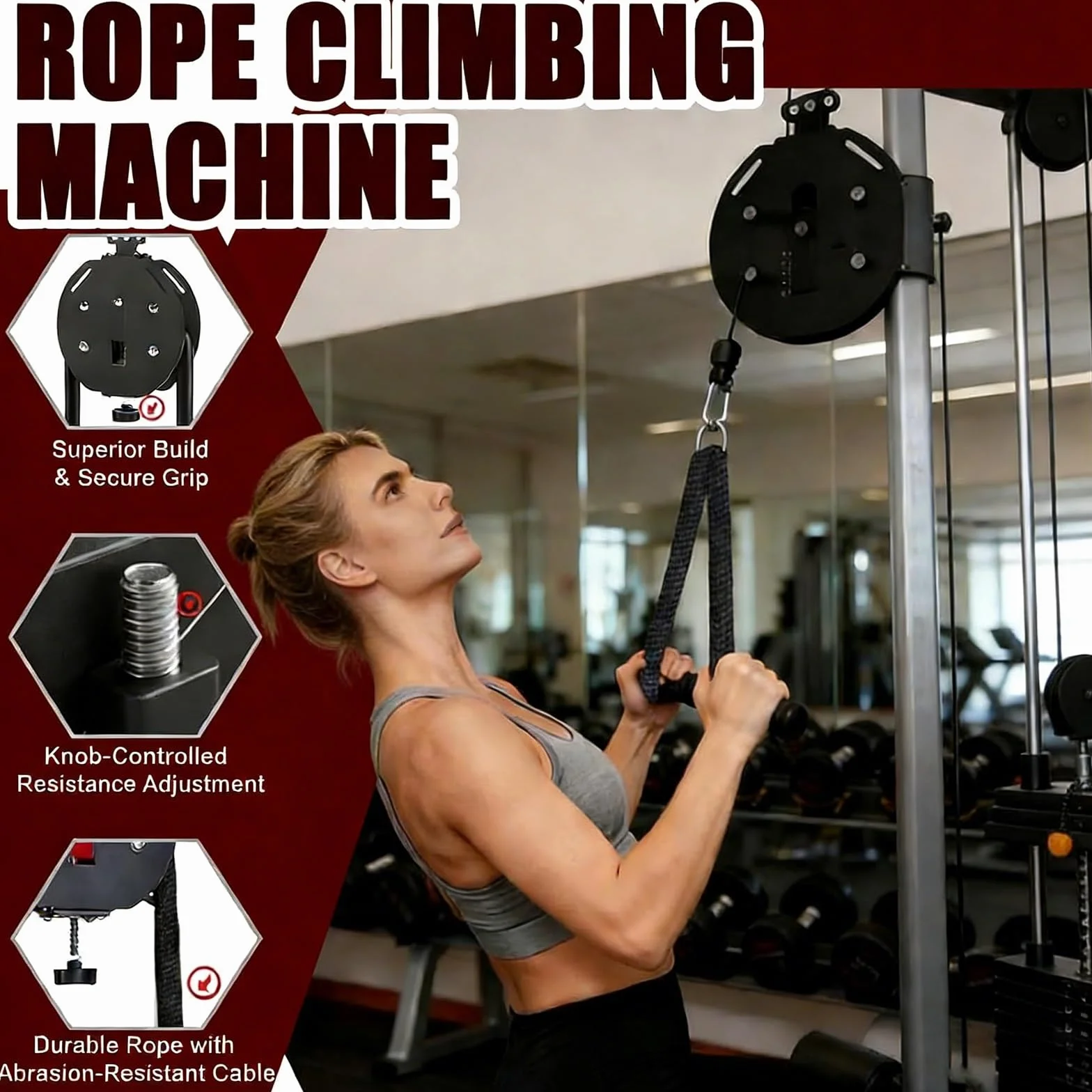 Endless Rope Trainer, przenośny system pasów kablowych, system z regulowanym oporem, wyposażenie domu na siłownię, do uchwytu, broni, pleców, ćwiczeń koordynacyjnych (czarny)