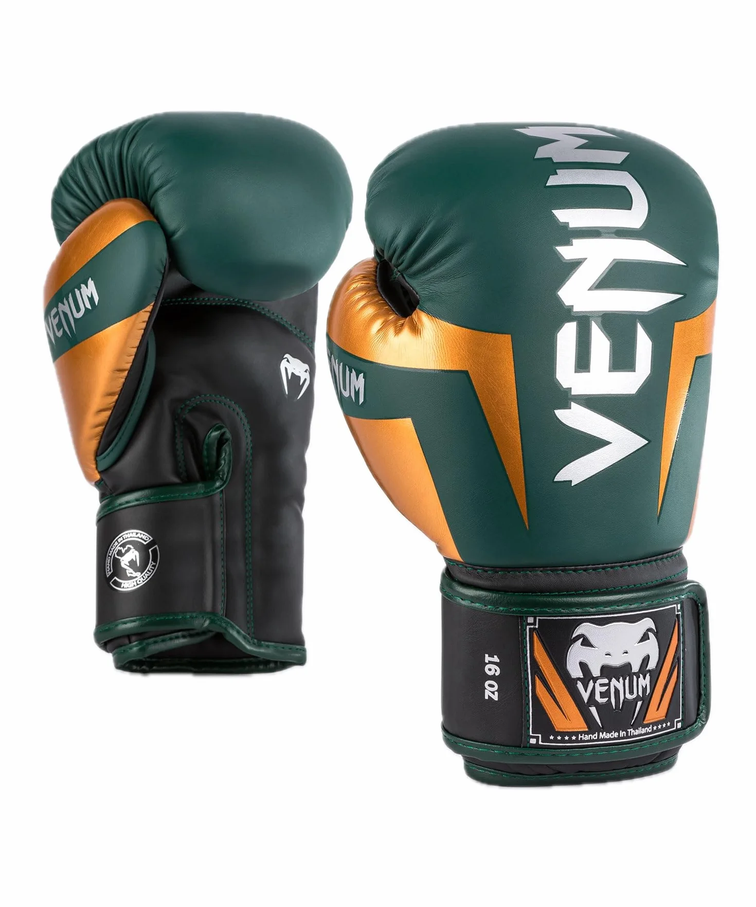 Venum Elite rękawice bokserskie - zielone/brązowe/srebrne - 12 oz