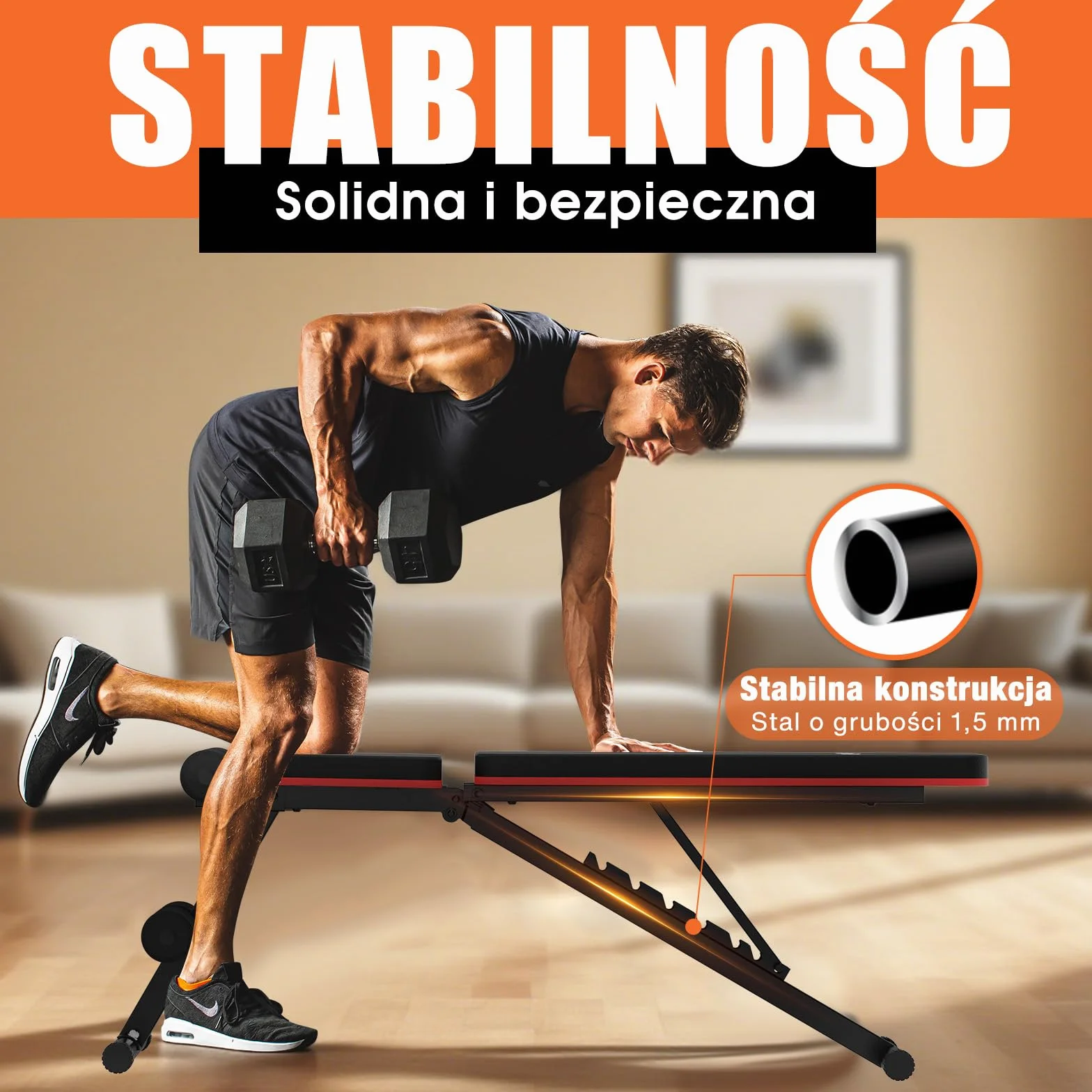 DH FitLife Składana Ławka Treningowa 8-w-1 | 80% Oszczędność Miejsca | Ławeczka do Ćwiczeń Całego Ciała i Brzucha | Regulowana Ławka Fitness i Ławka Skośna do Domowej Siłowni