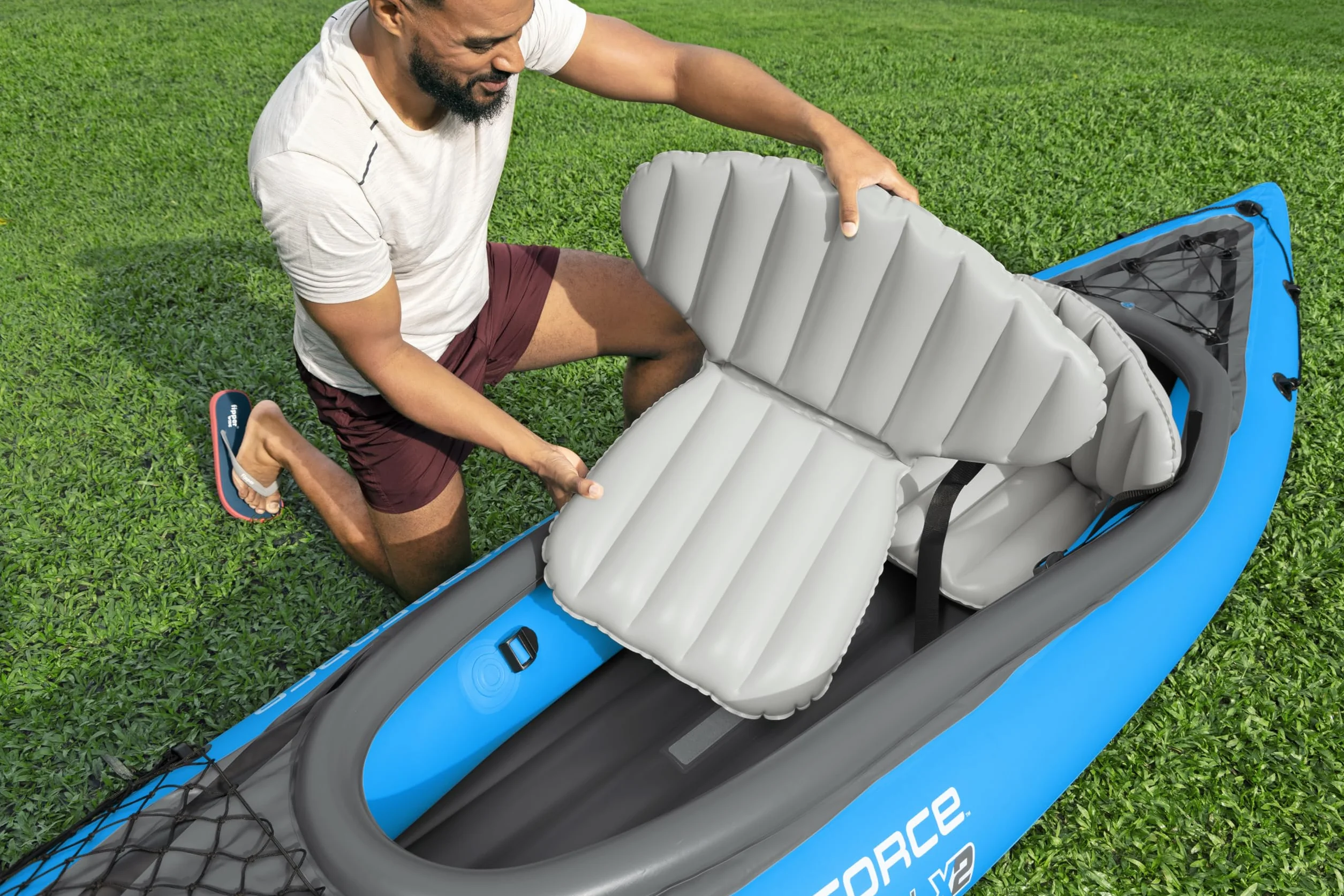 Bestway Hydro-Force Cove Champion X2 Kajak, zestaw nadmuchiwanych łodzi z pompką ręczną, wiosłami, siedzeniami, płetwami i torbą do przechowywania, dwuosobowy