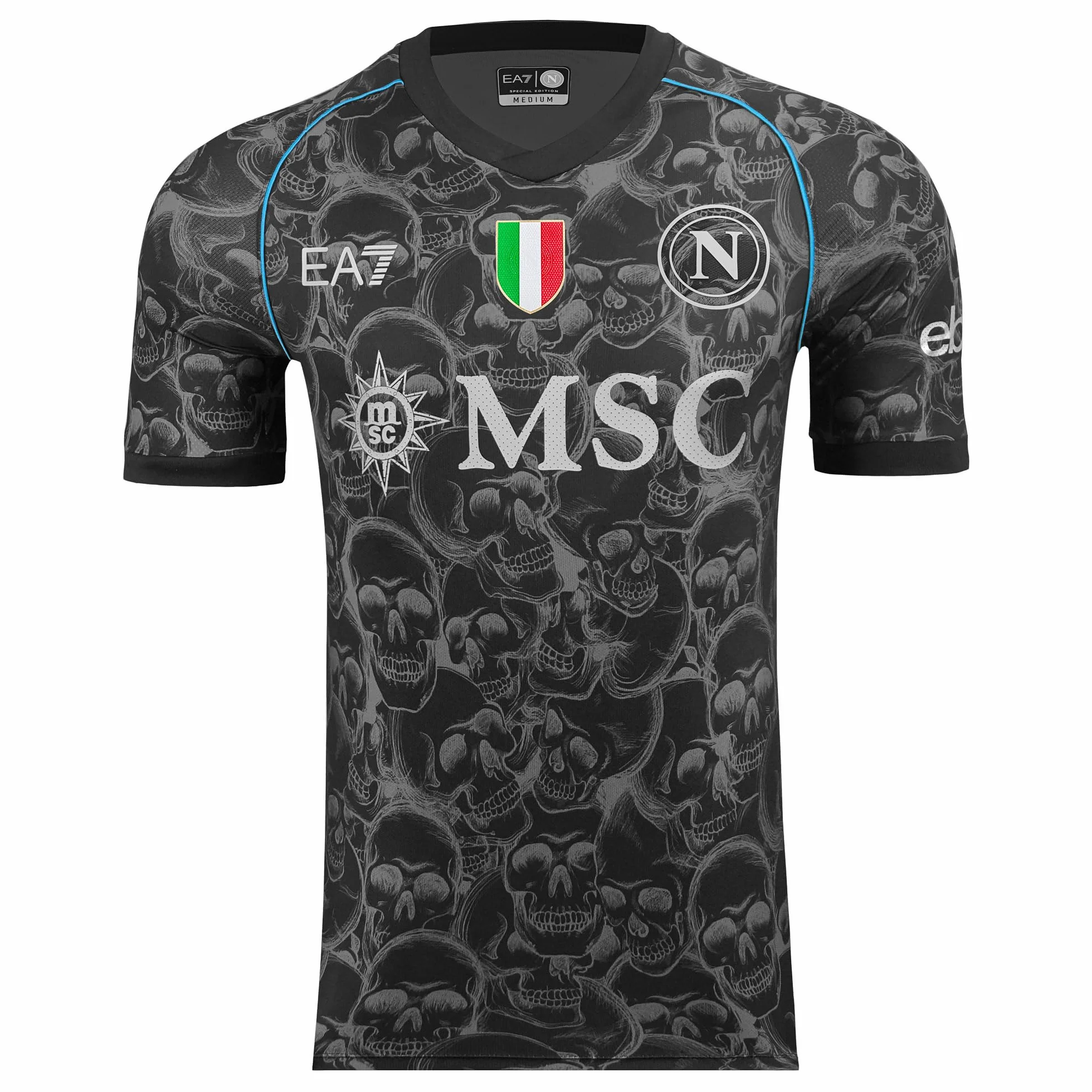 SSC NAPOLI Koszulka Gara, EA7, Scudetto, tkanina techniczna Dry Touch, 2023/2024