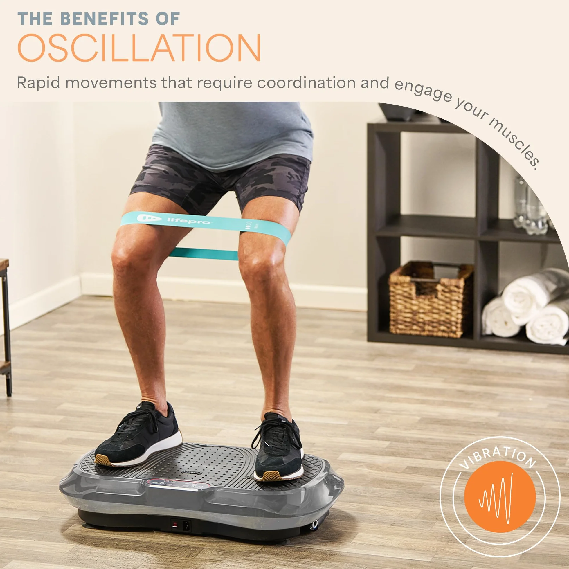 Lifepro Waver Vibration Plate Exercise Machine – High-Intensity Vibration for Muscle Activation, Full-Body Workout Vibrating Platform with Loop Bands, Fitness Equipment for Strength Toning & Fat Loss