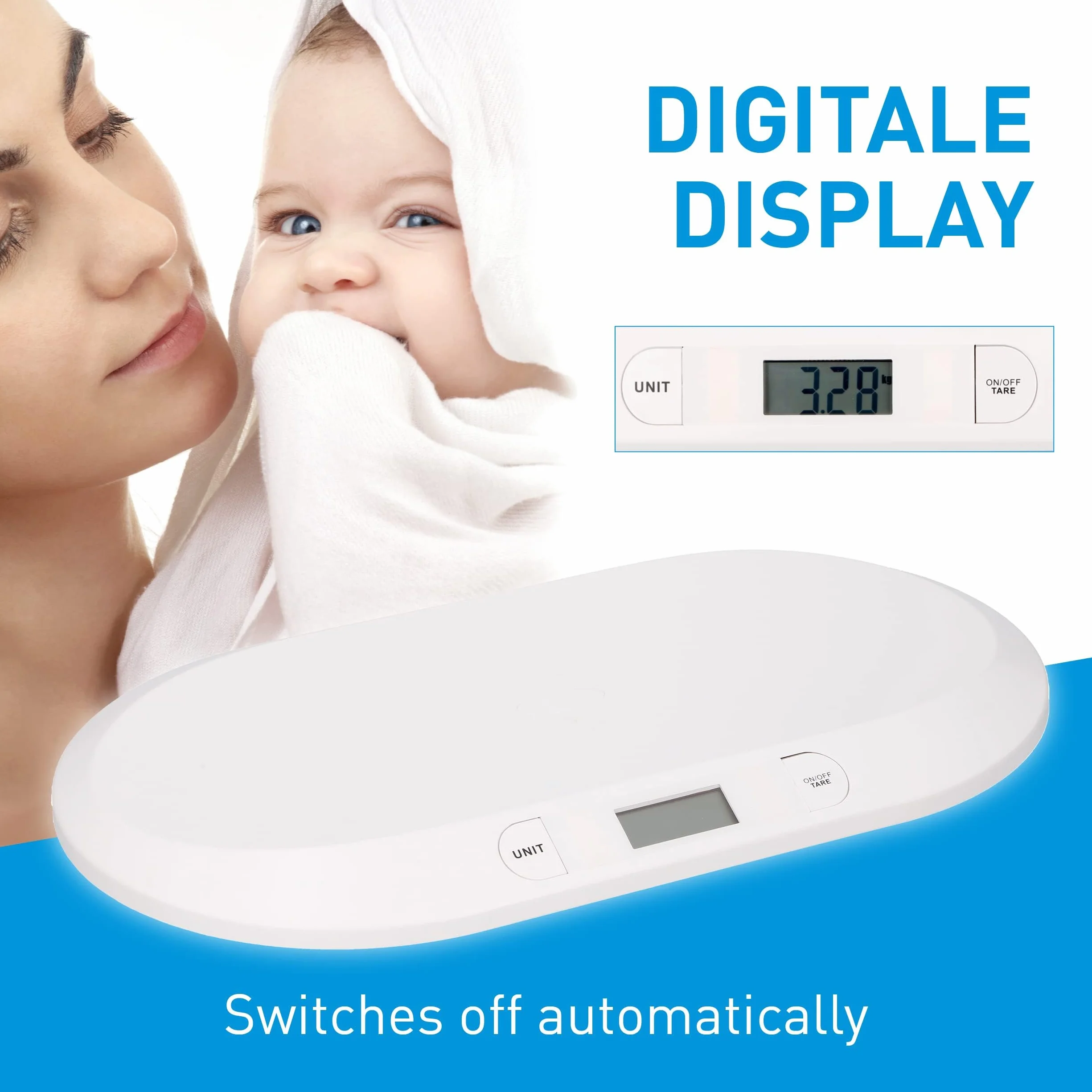 Grundig Waga Dla Niemowląt - Cyfrowa - Dokładność 10 g - Max. 20 kg - Funkcja Tary - Biały