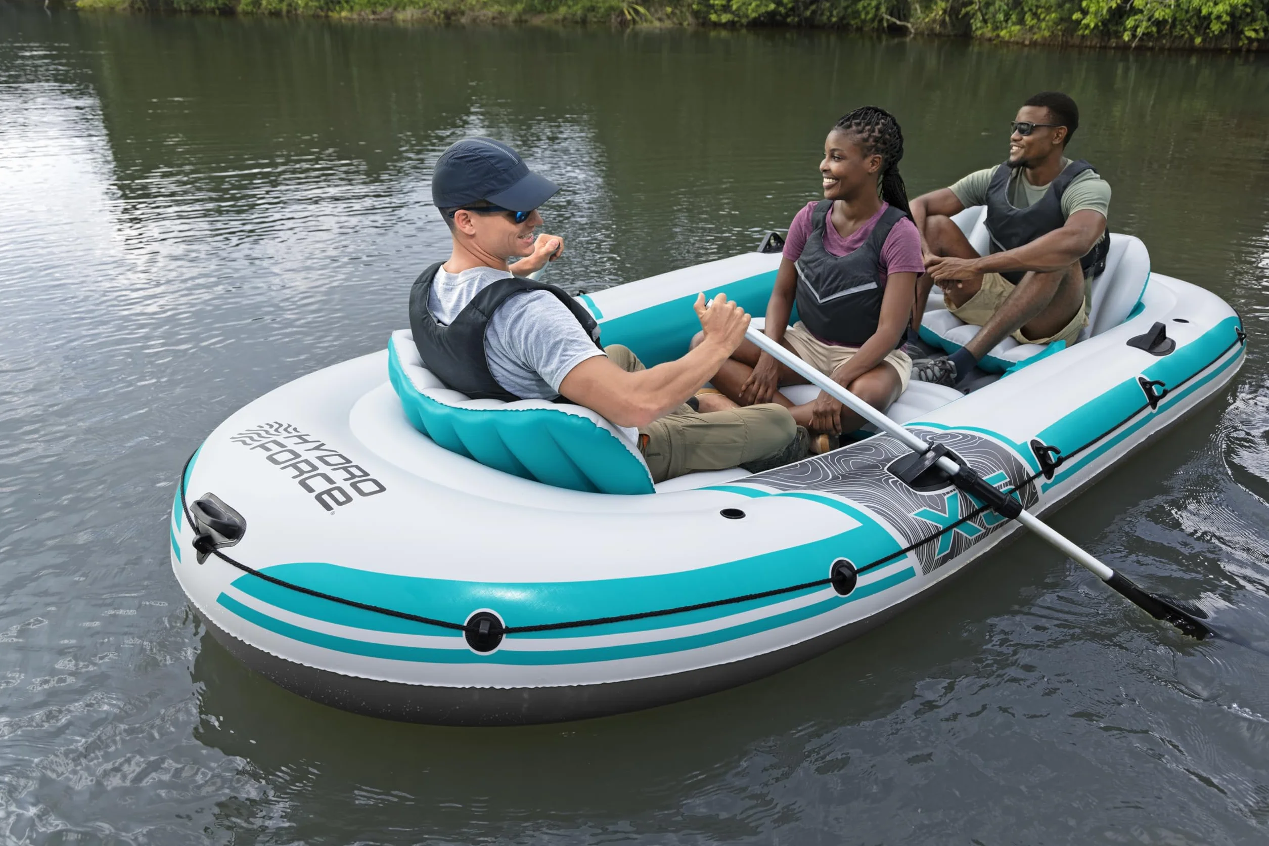 Bestway Hydro-Force Adventure Elite X5 nadmuchiwana tratwa 5-osobowa z pompką, wiosłami, siedzeniami